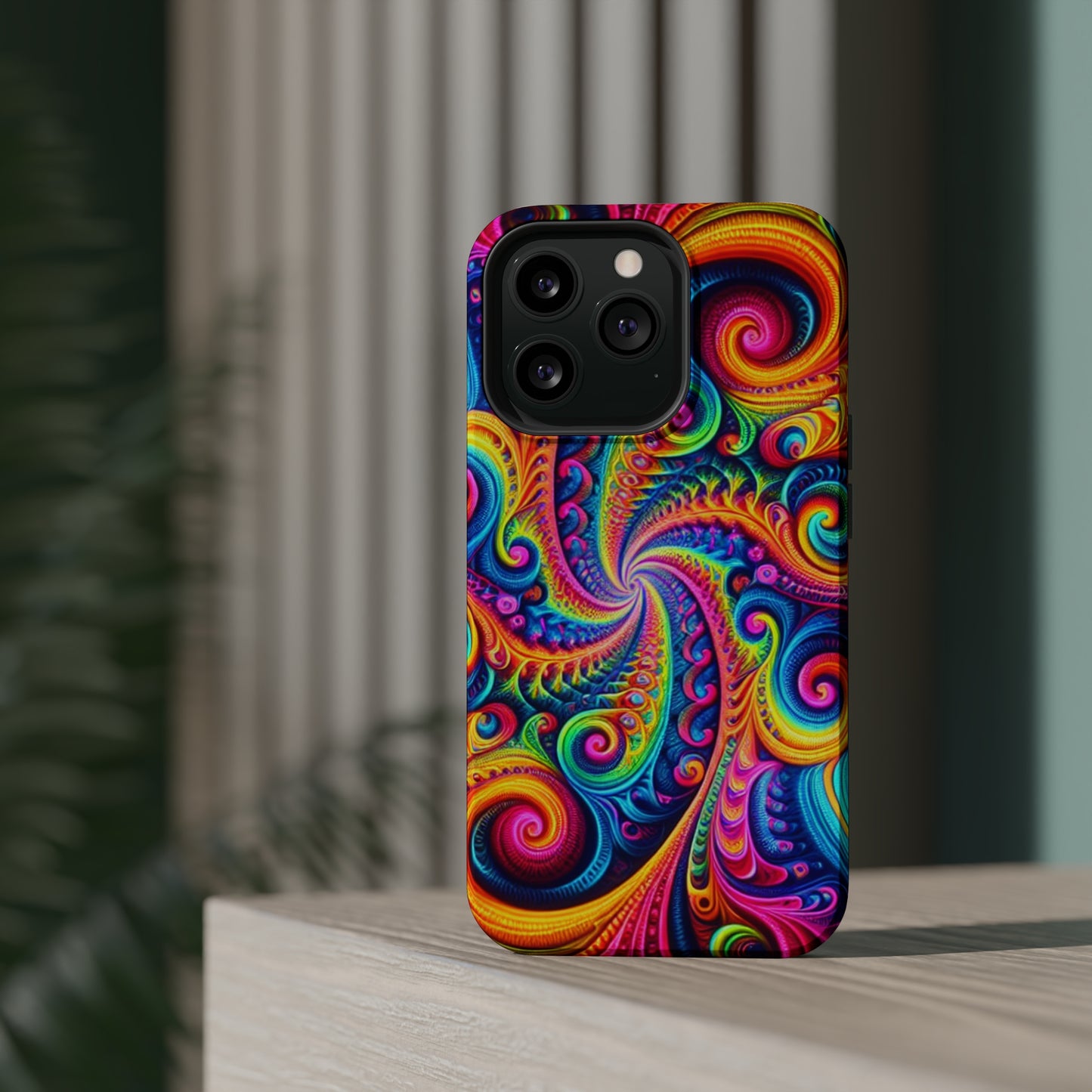 Trip-Infinite Radiance Neon Trippy Infinity Patterns Premium Art Magsafe Magnet Tough IPhone 13 14 15 Pro Plus Max and Mini in Matte and Glossy Phone cases