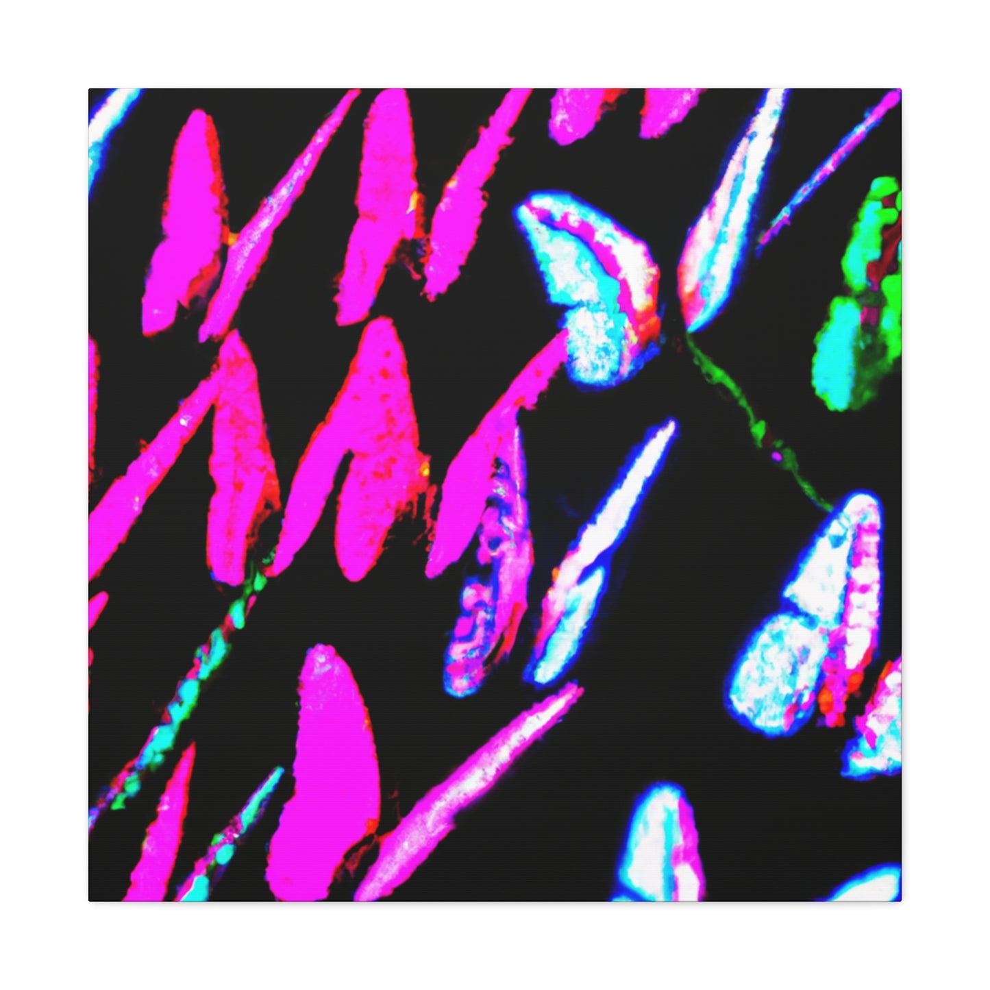 "Neon-Butterfly Prism" Neon Butterflies Art Canvas