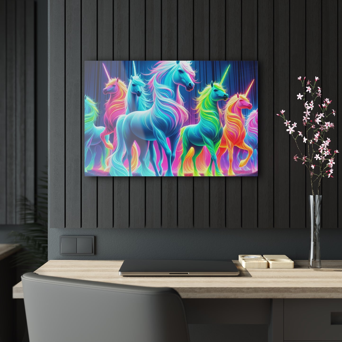 Neon Mystical Unicorns NEON Unocrons Art 1/4" Glossy Acrylic Art