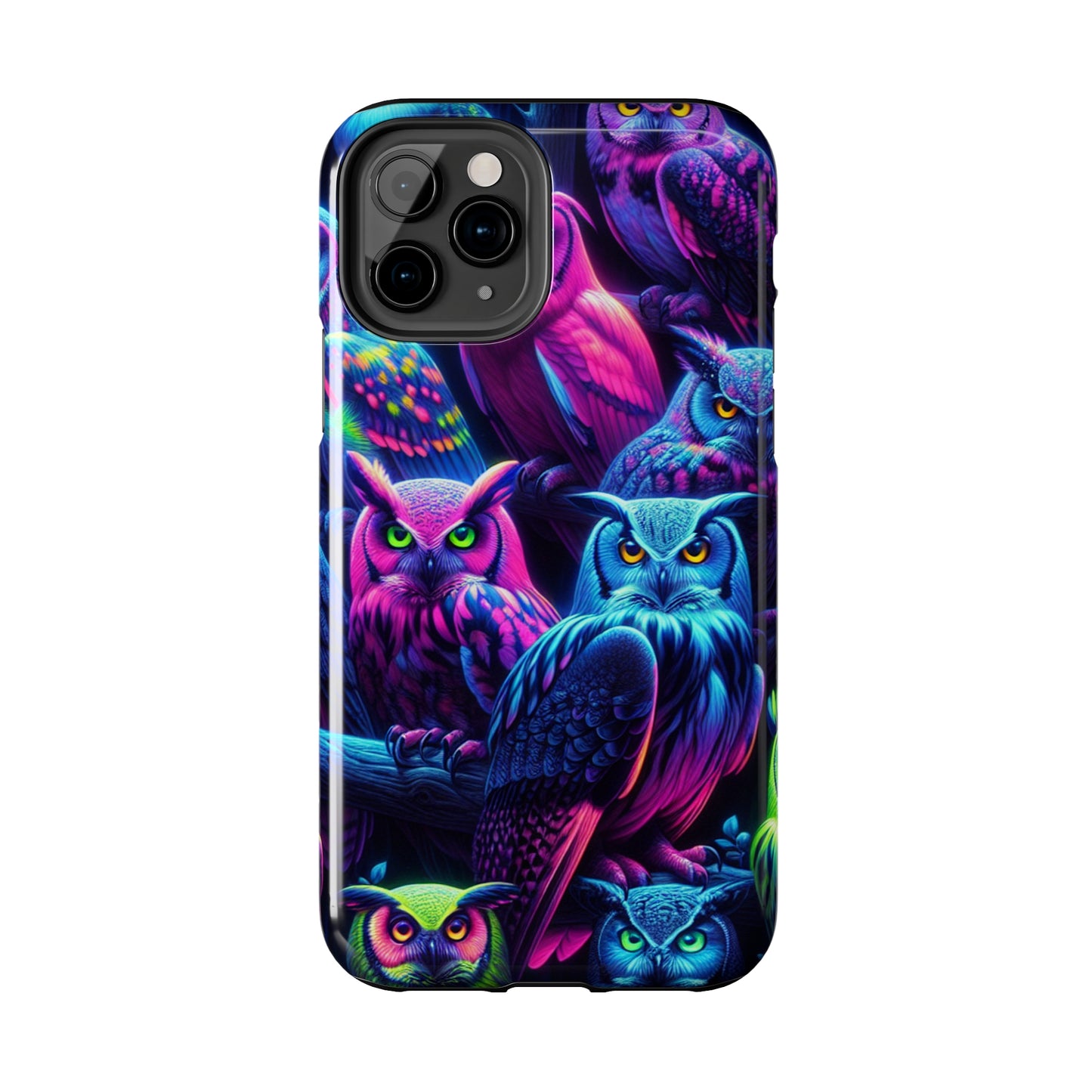 "Vivid Neon Nocturnal Symphony" NEON Owls Tough Phone Case