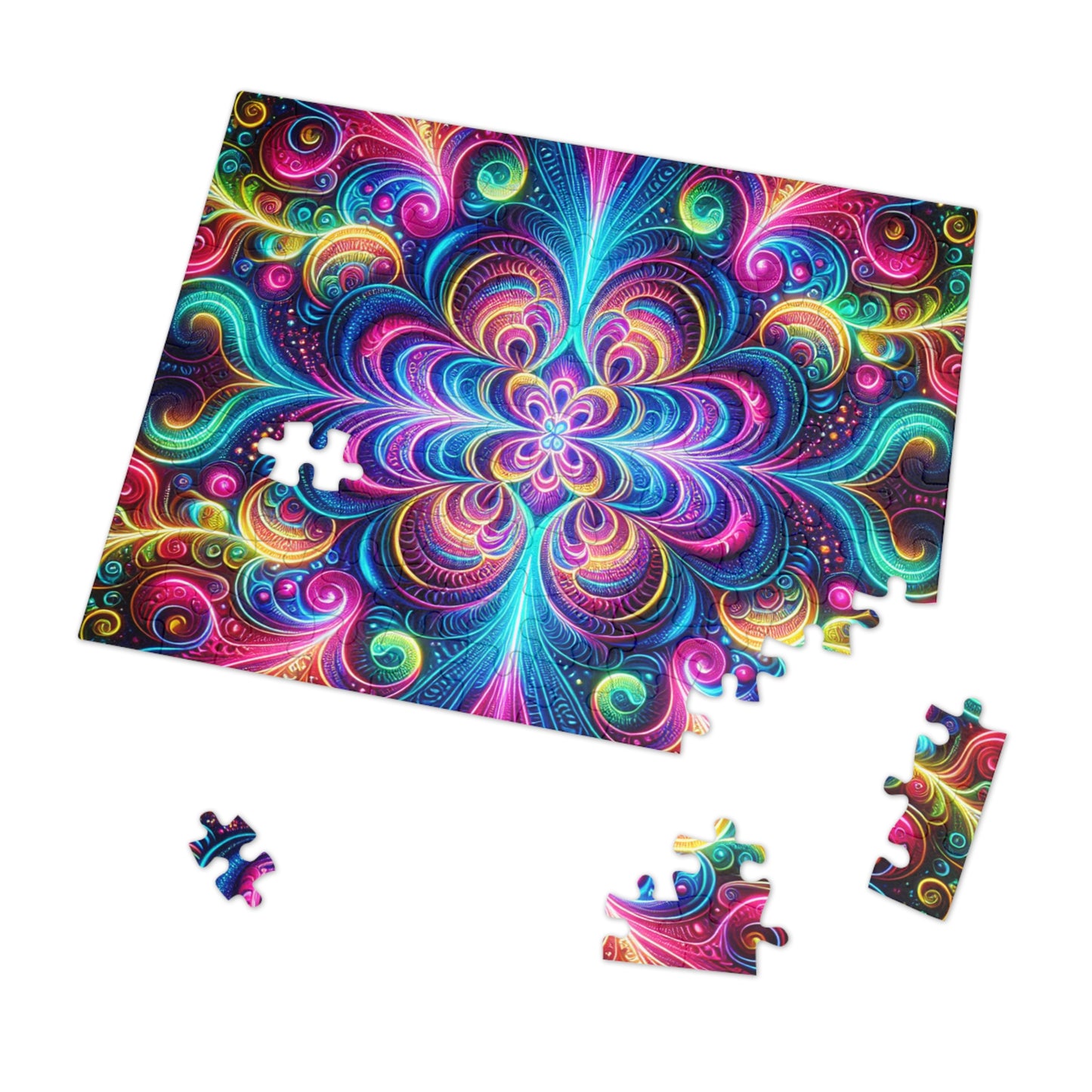 Neon InfiniDrop. - Neon Trippy Infinity Patterns Puzzle 30, 110, 252, and 1000 Pieces