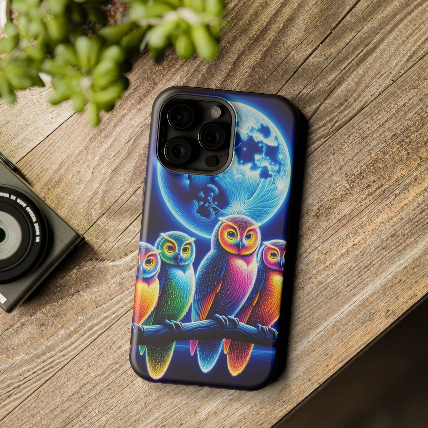 Neon Nocturnal Orbitals. Neon Owls Premium Art Magsafe Magnet Tough IPhone 13 14 15 Pro Plus Max and Mini in Matte and Glossy Phone cases