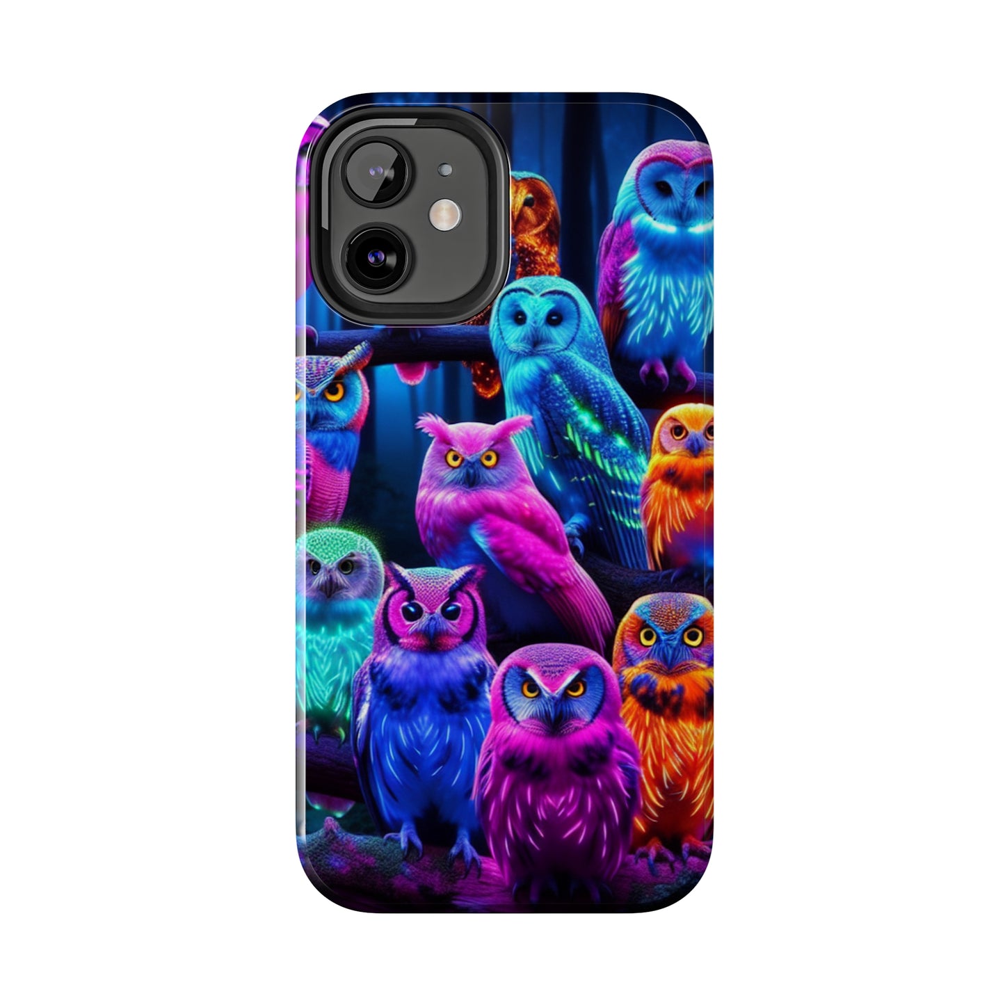Neon Party of Owls NEON Owls Phone Case Iphone 7 8 9 10 11 12 13 14 Pro Max Mini Plus XR XS SE