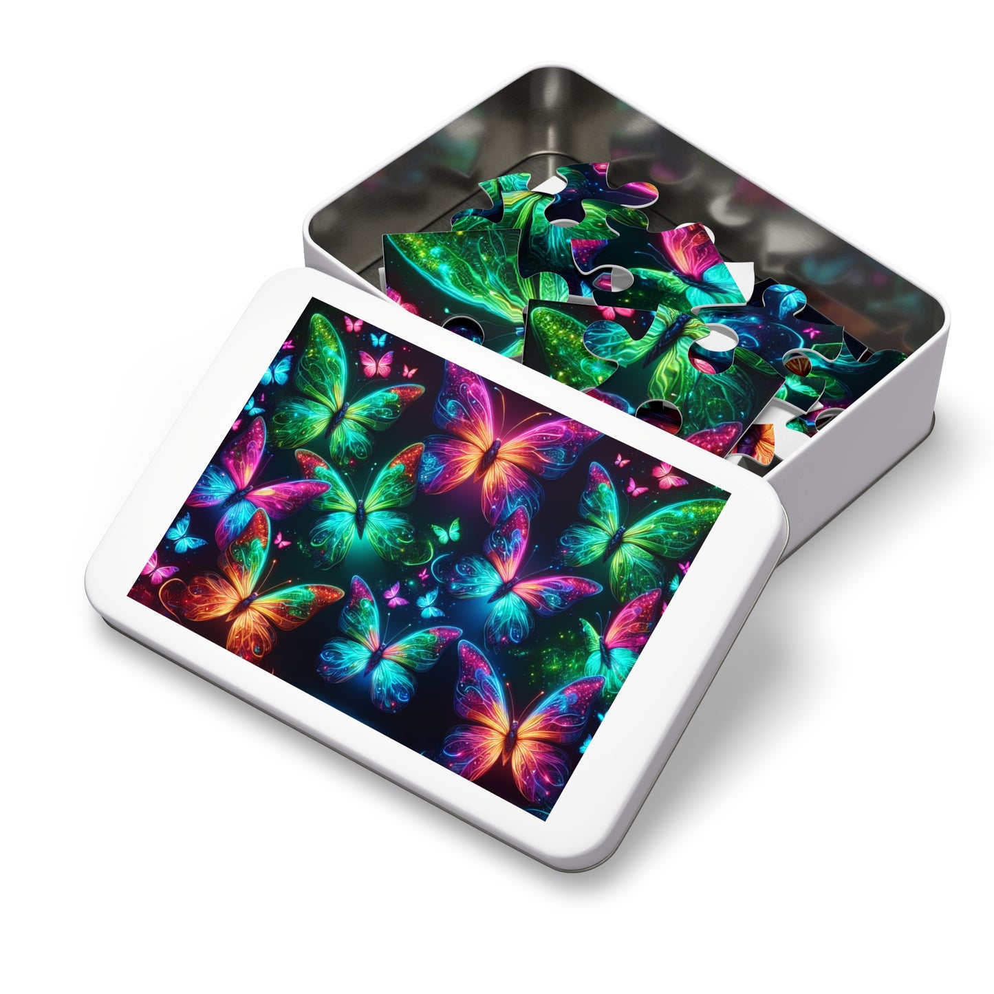 Neon Flutter. - Neon Butterflies Puzzle30, 110, 252, and 1000 Pieces