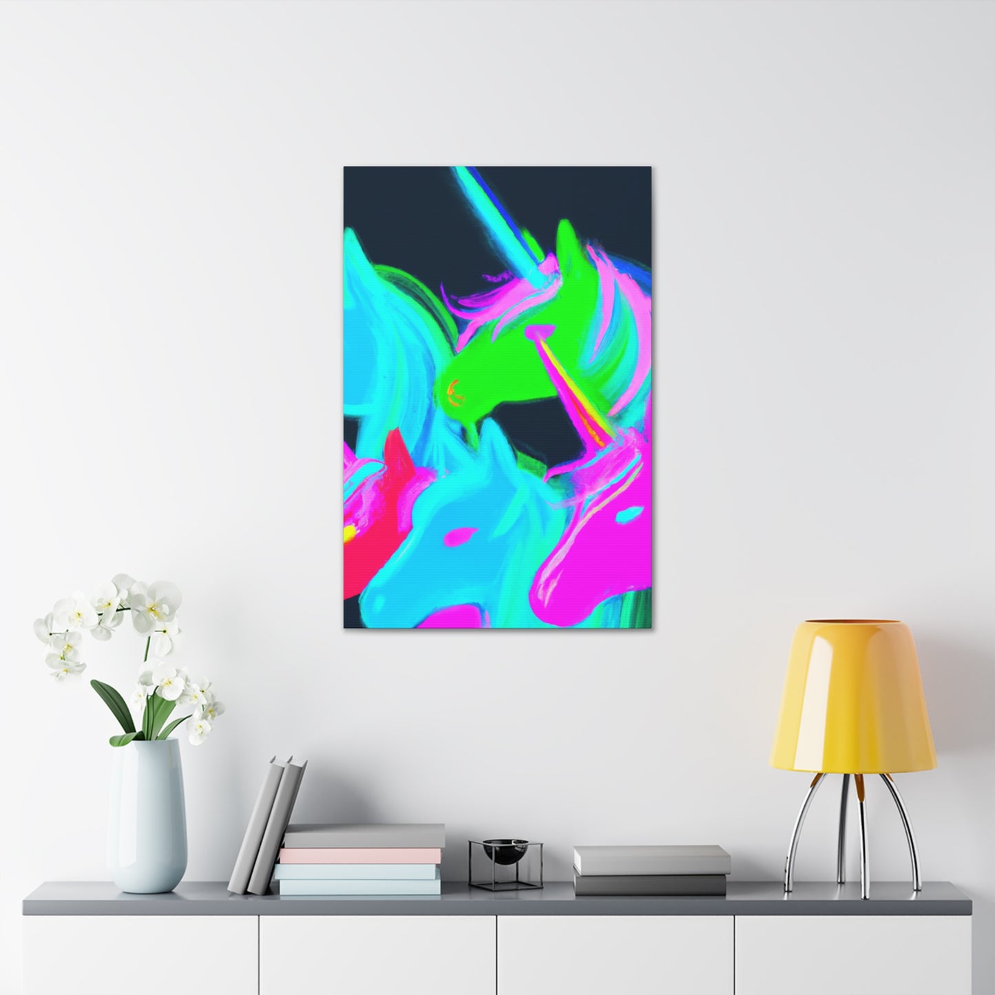Neon Magical Joyride NEON Unicorns Art Canvas