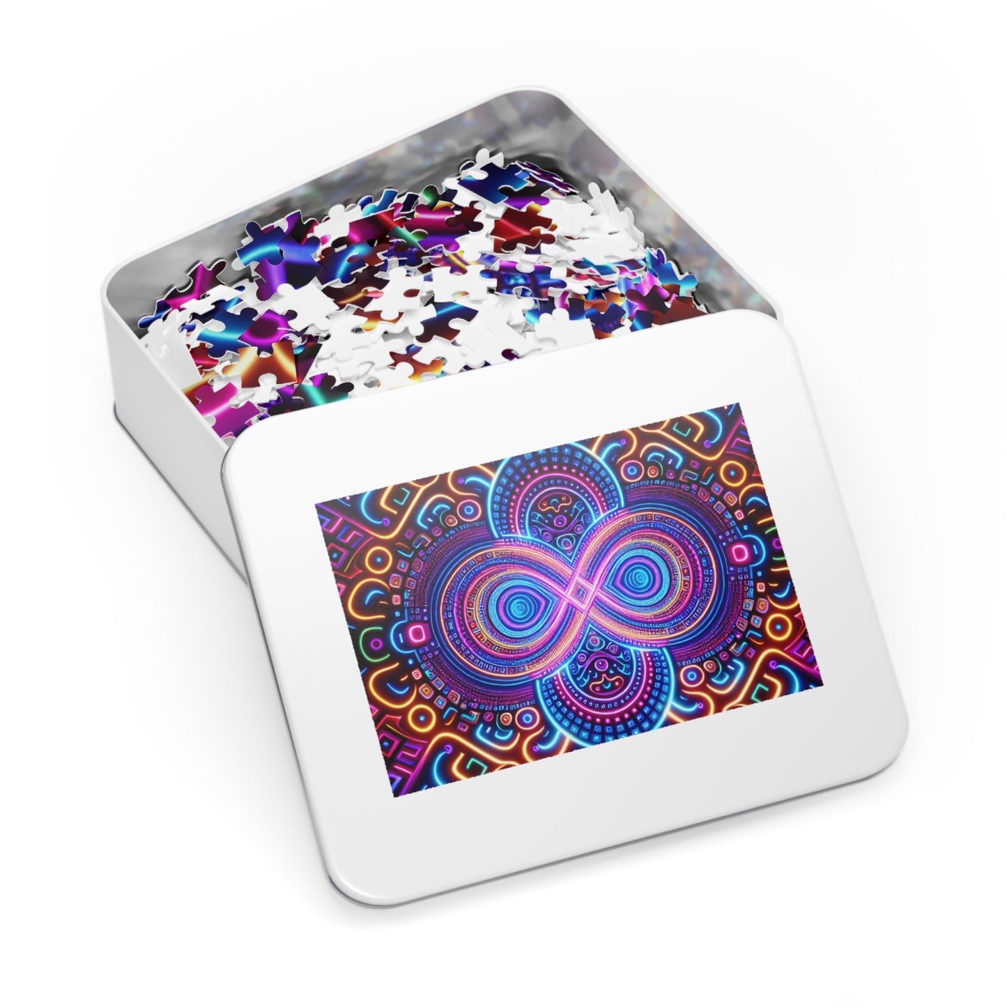 Neon Infinifinity - Neon Trippy Infinity Patterns Puzzle 30, 110, 252, and 1000 Pieces