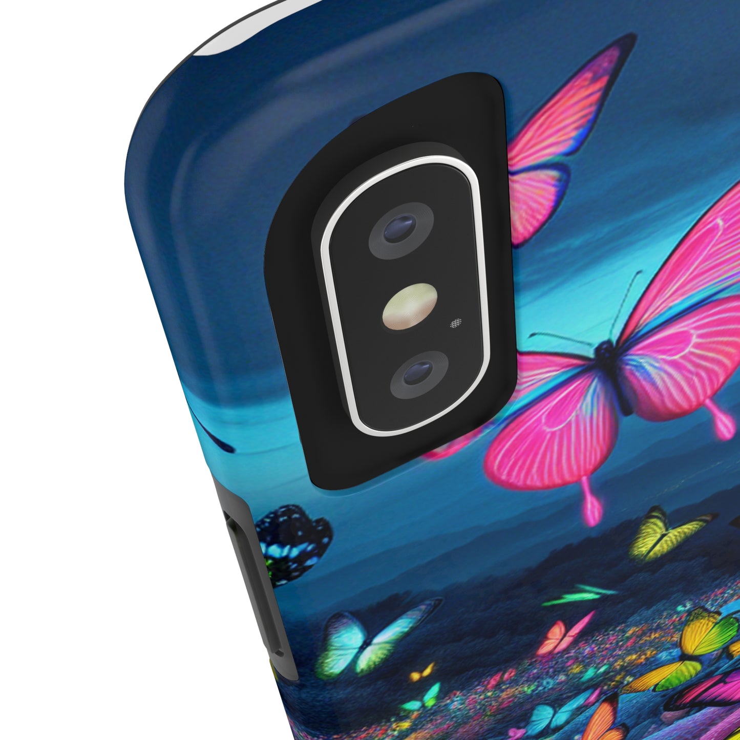 "Neon Flight Spectacle" NEON Butterflies Tough Phone Case Iphone 6 7 8 9 10 11 12 13 14 SE X XR XS Pro Max Mini Plus