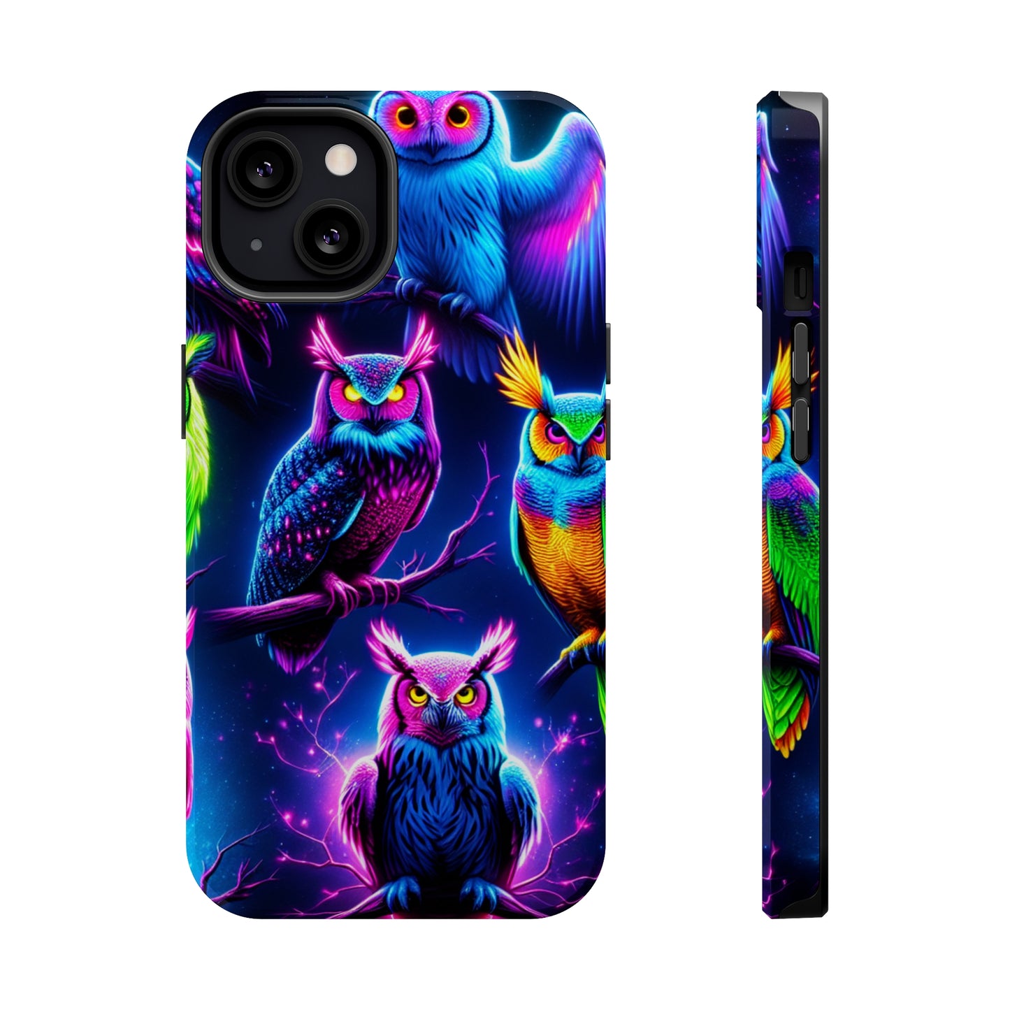 Neon Owlfection. Neon Owls Premium Art Magsafe Magnet Tough IPhone 13 14 15 Pro Plus Max and Mini in Matte and Glossy Phone cases