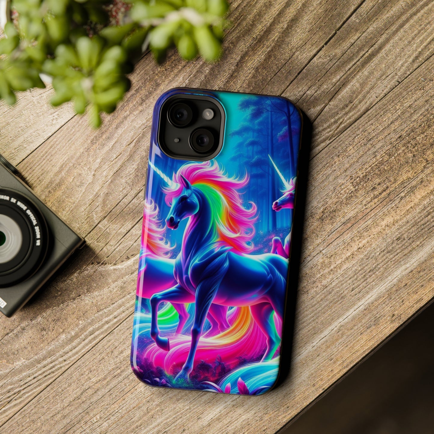 NeonNocturnals Neon Unicorns Premium Art Magsafe Magnet Tough IPhone 13 14 15 Pro Plus Max and Mini in Matte and Glossy Phone cases