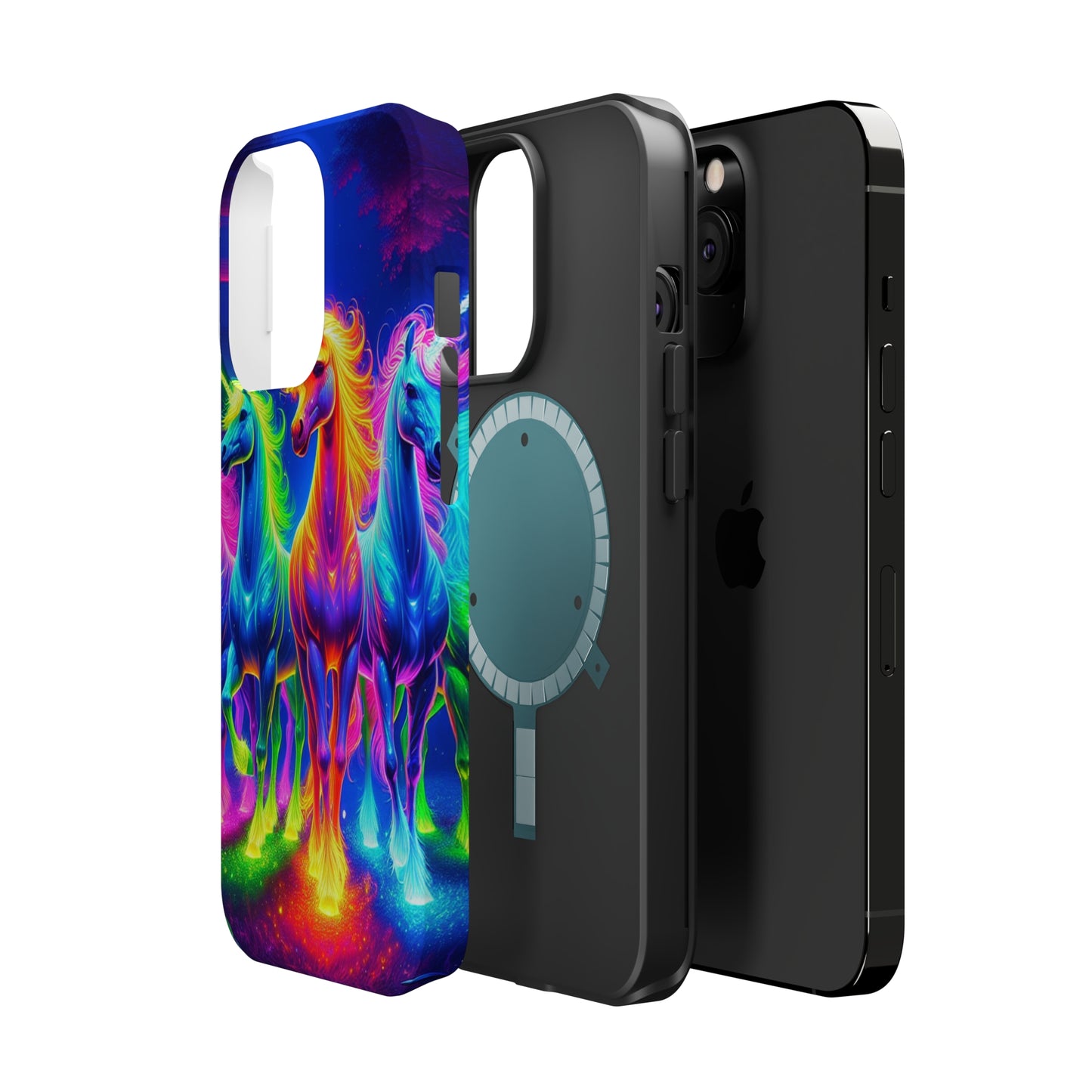 Neon Mystic Magicians Neon Unicorns Premium Art Magsafe Magnet Tough IPhone 13 14 15 Pro Plus Max and Mini in Matte and Glossy Phone cases