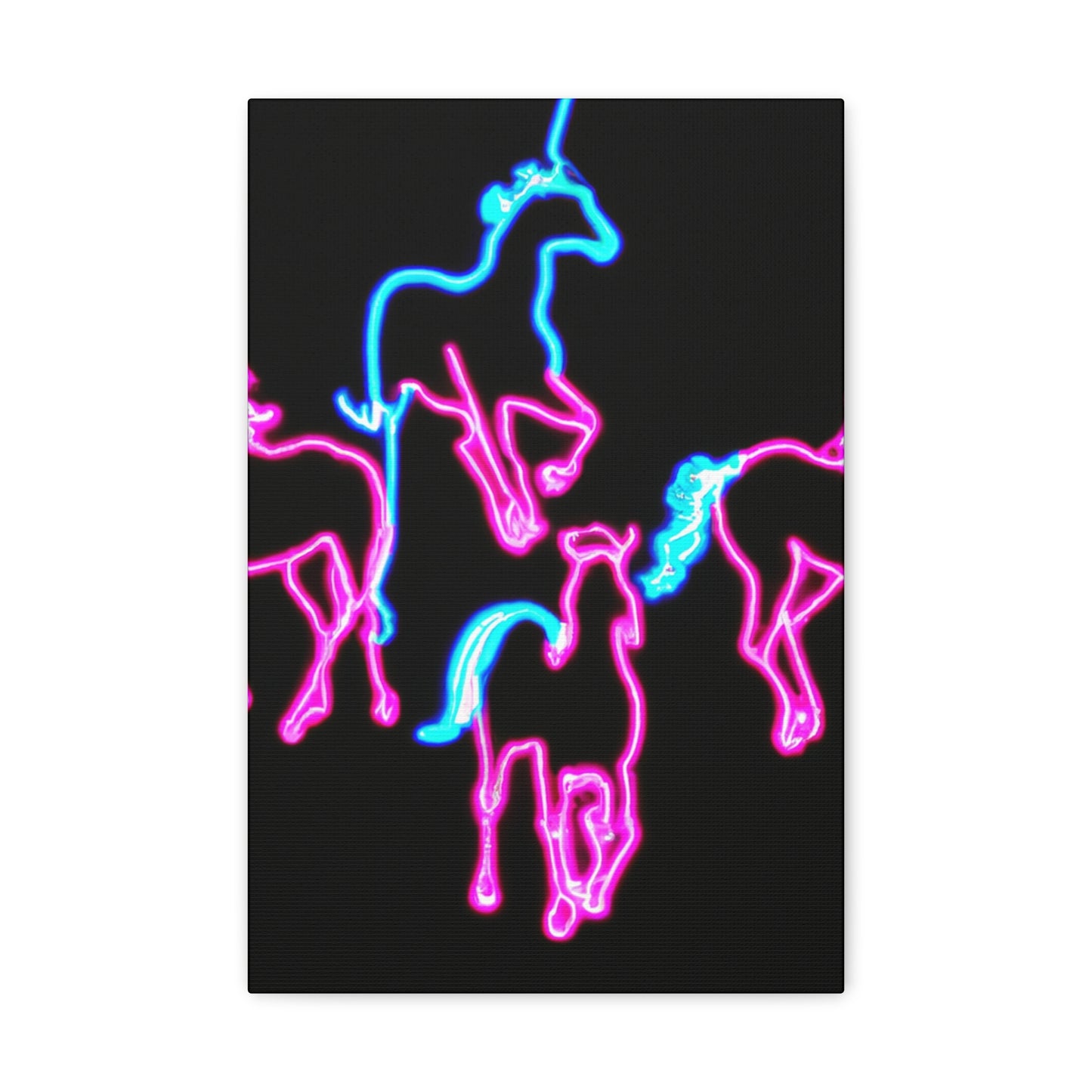 "Enchanted Fluorescence" NEON Unicorns Art Canvas