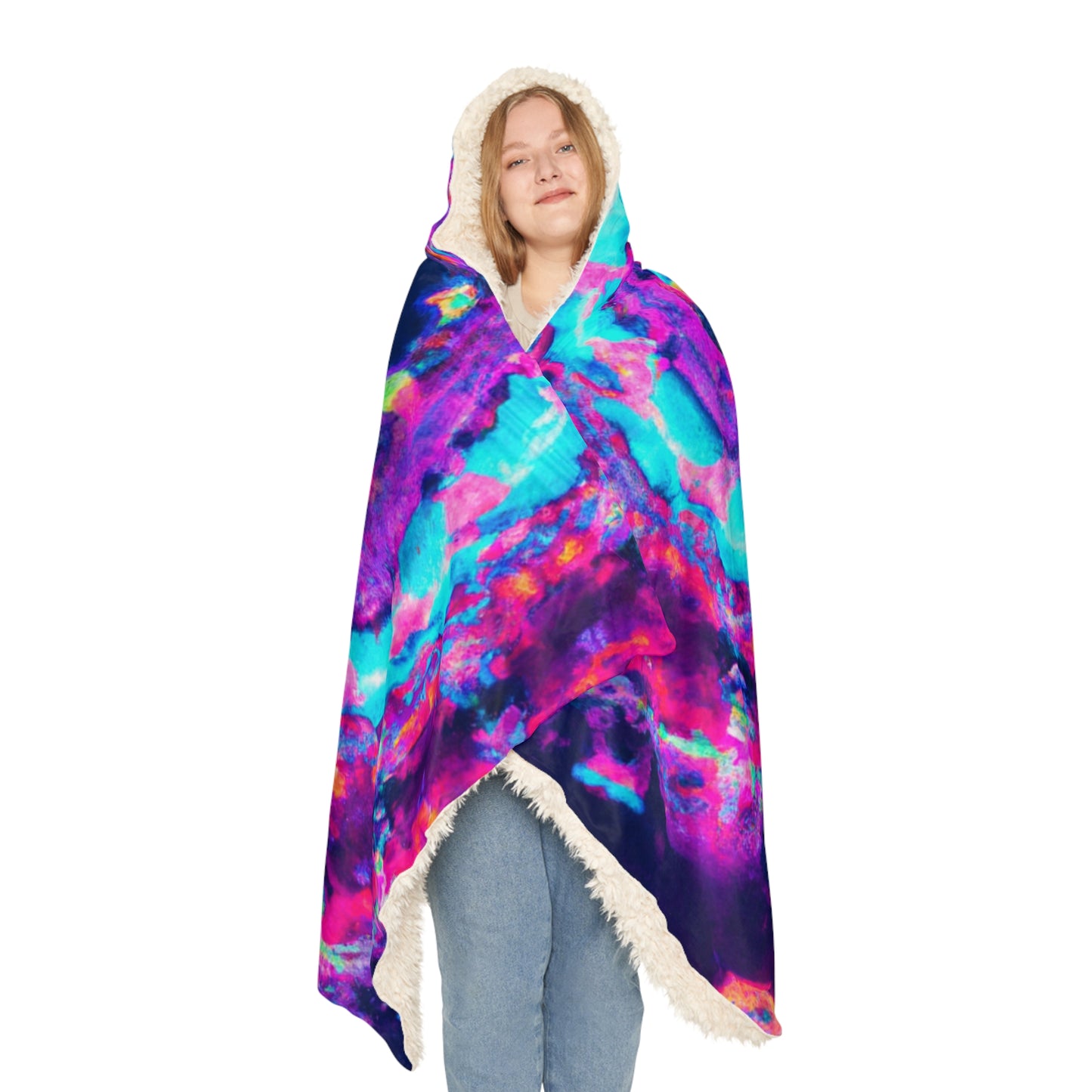 Neon Infinity Splendor - NEON Infinity Patterns Art Hooded Snuggle Blanket