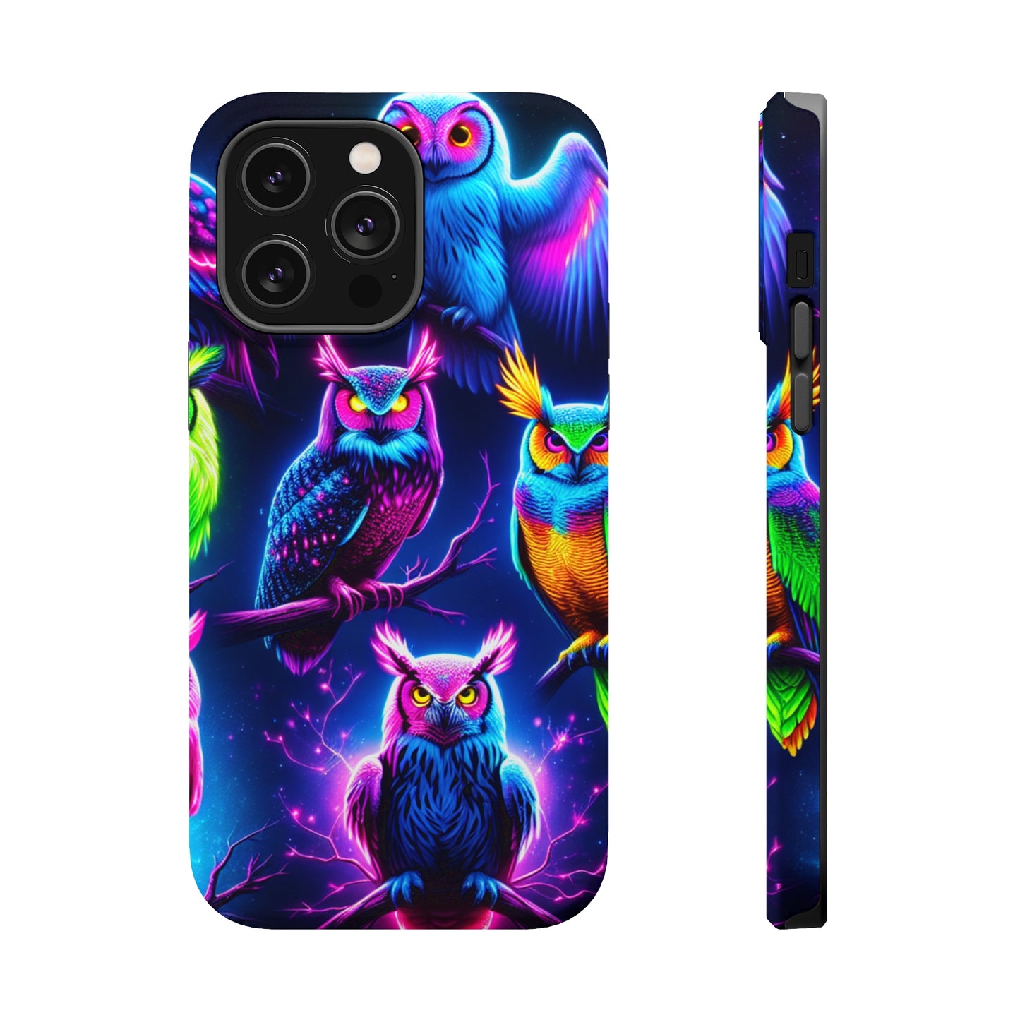 Neon Owlfection. Neon Owls Premium Art Magsafe Magnet Tough IPhone 13 14 15 Pro Plus Max and Mini in Matte and Glossy Phone cases
