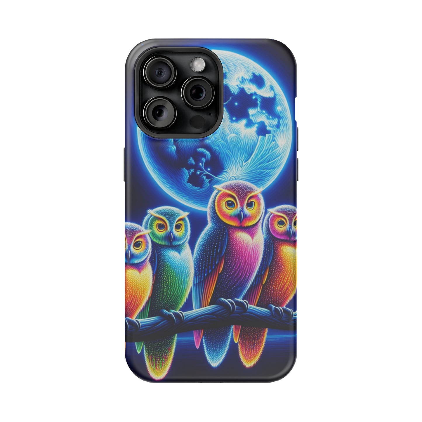 Neon Nocturnal Orbitals. Neon Owls Premium Art Magsafe Magnet Tough IPhone 13 14 15 Pro Plus Max and Mini in Matte and Glossy Phone cases