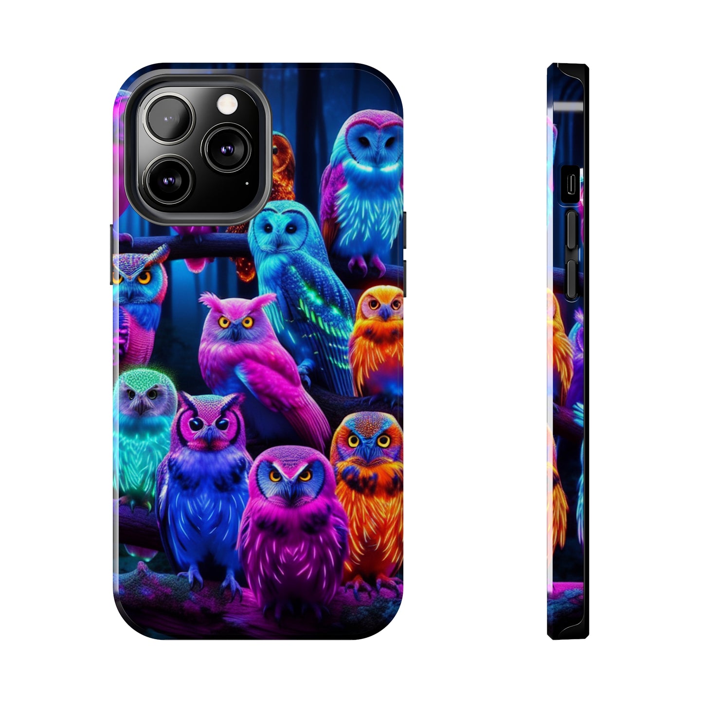 Neon Party of Owls NEON Owls Phone Case Iphone 7 8 9 10 11 12 13 14 Pro Max Mini Plus XR XS SE