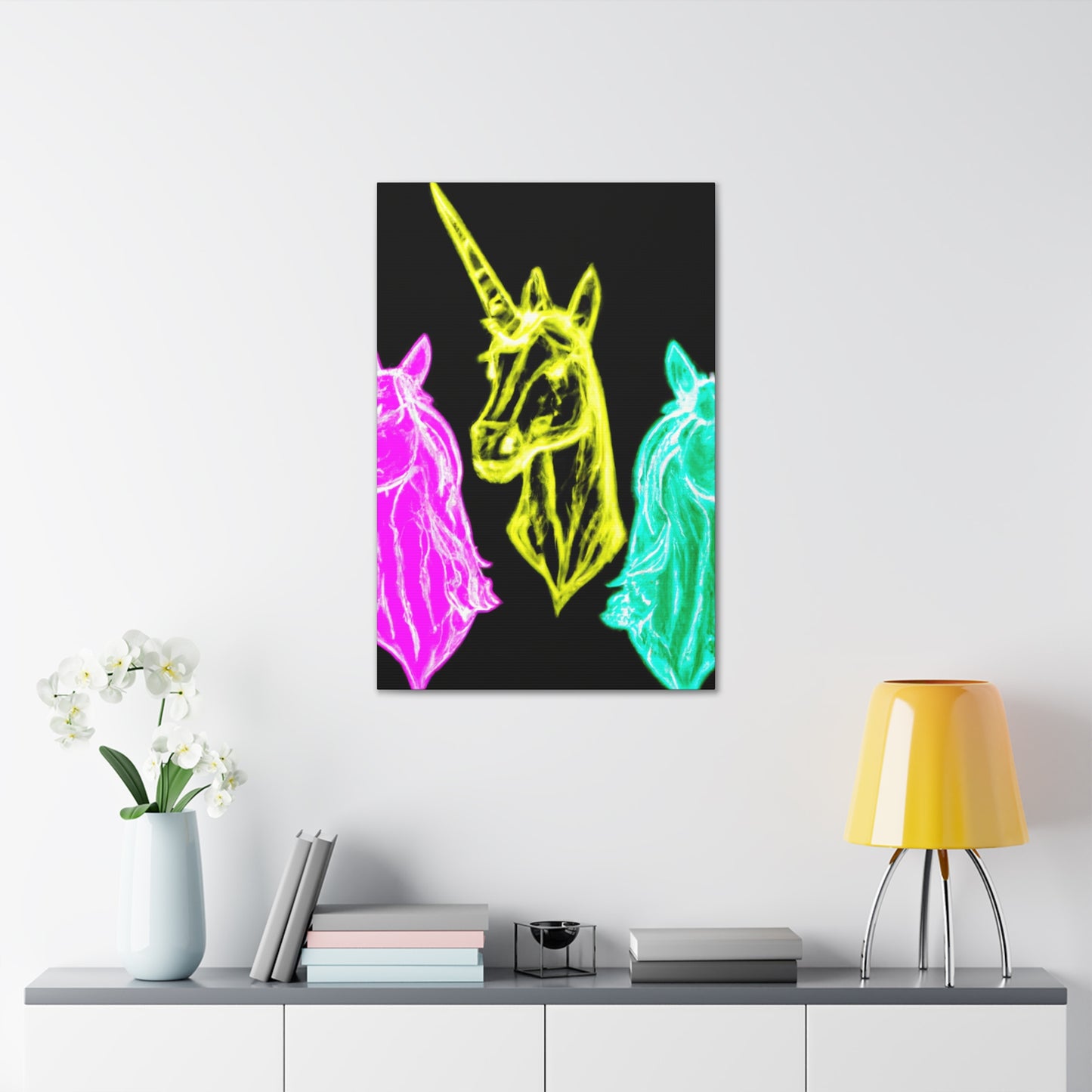 "Neon Unicorn Glow" NEON Unicorns Art Canvas