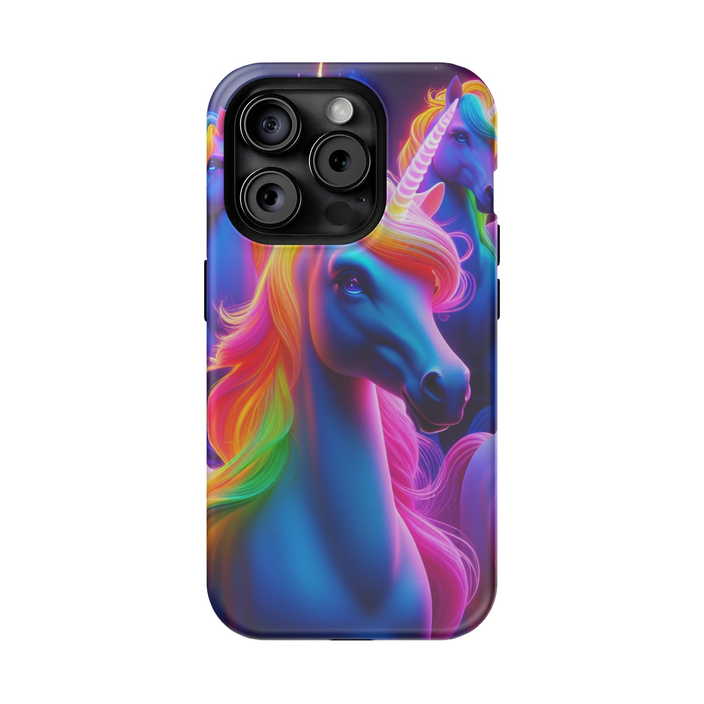Neon Nighthorn Pride Neon Unicorns Premium Art Magsafe Magnet Tough IPhone 13 14 15 Pro Plus Max and Mini in Matte and Glossy Phone cases