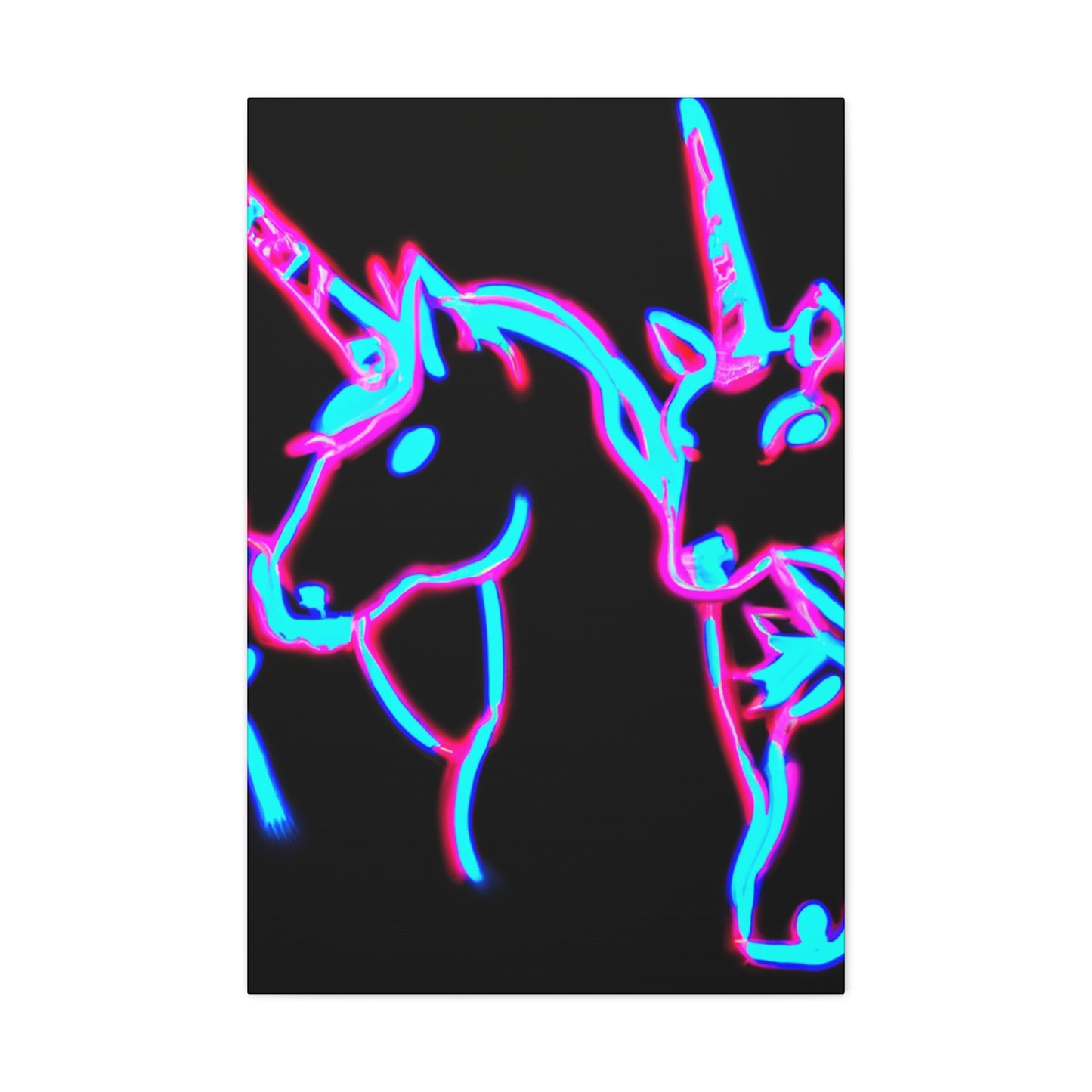 Vibrant Neon Dreamscape NEON Unicorns Art Canvas