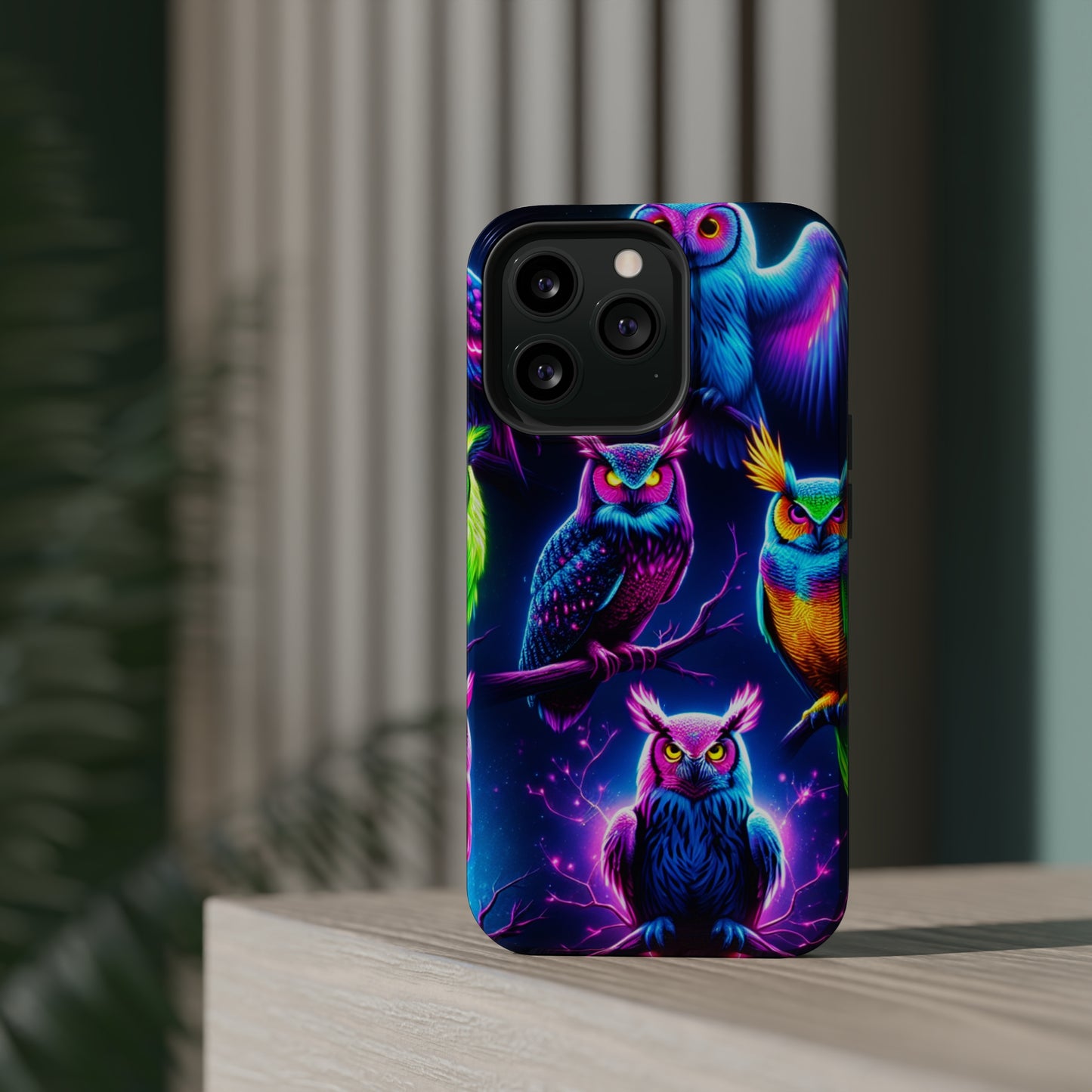 Neon Owlfection. Neon Owls Premium Art Magsafe Magnet Tough IPhone 13 14 15 Pro Plus Max and Mini in Matte and Glossy Phone cases