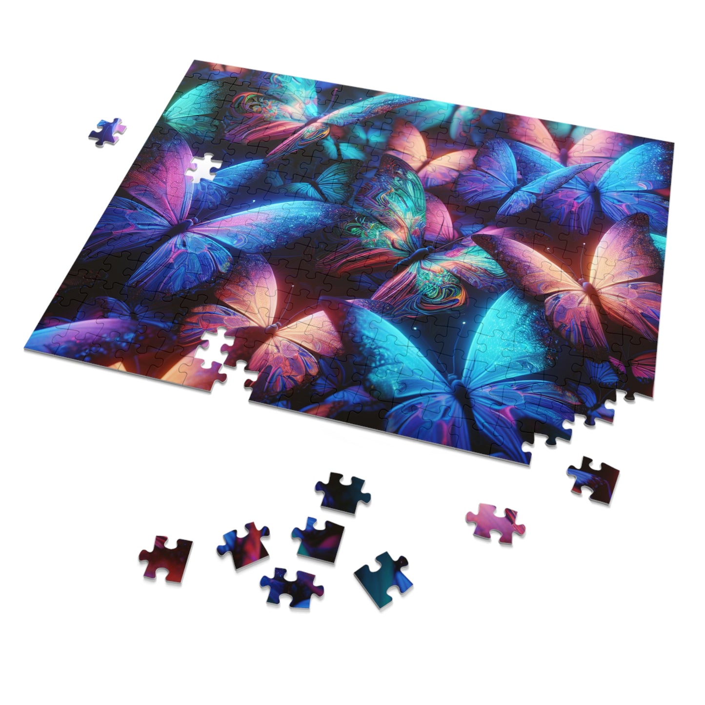 "Neon Flutter" - Neon Butterflies Puzzle30, 110, 252, and 1000 Pieces
