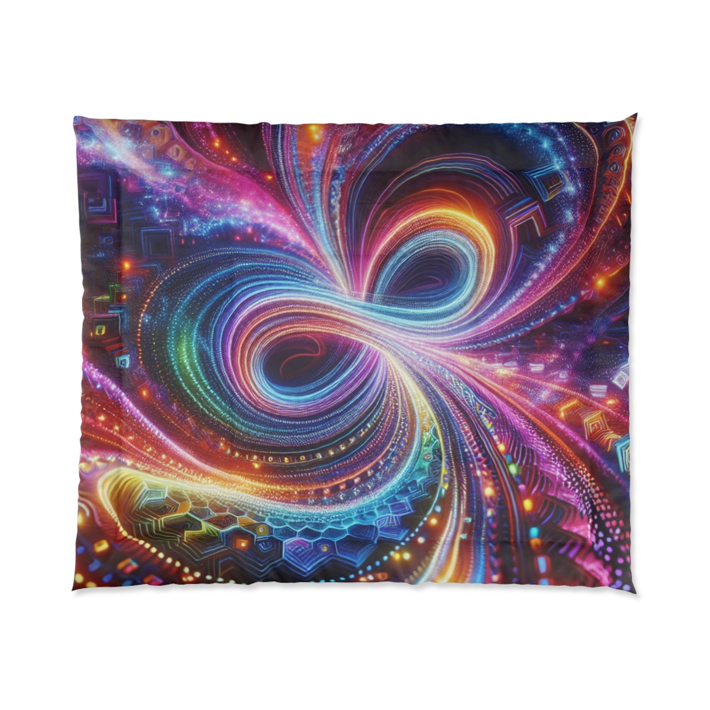 Vibrant Neon Infinity Whirls. Trippy Infinity Patterns Comforter Blanket