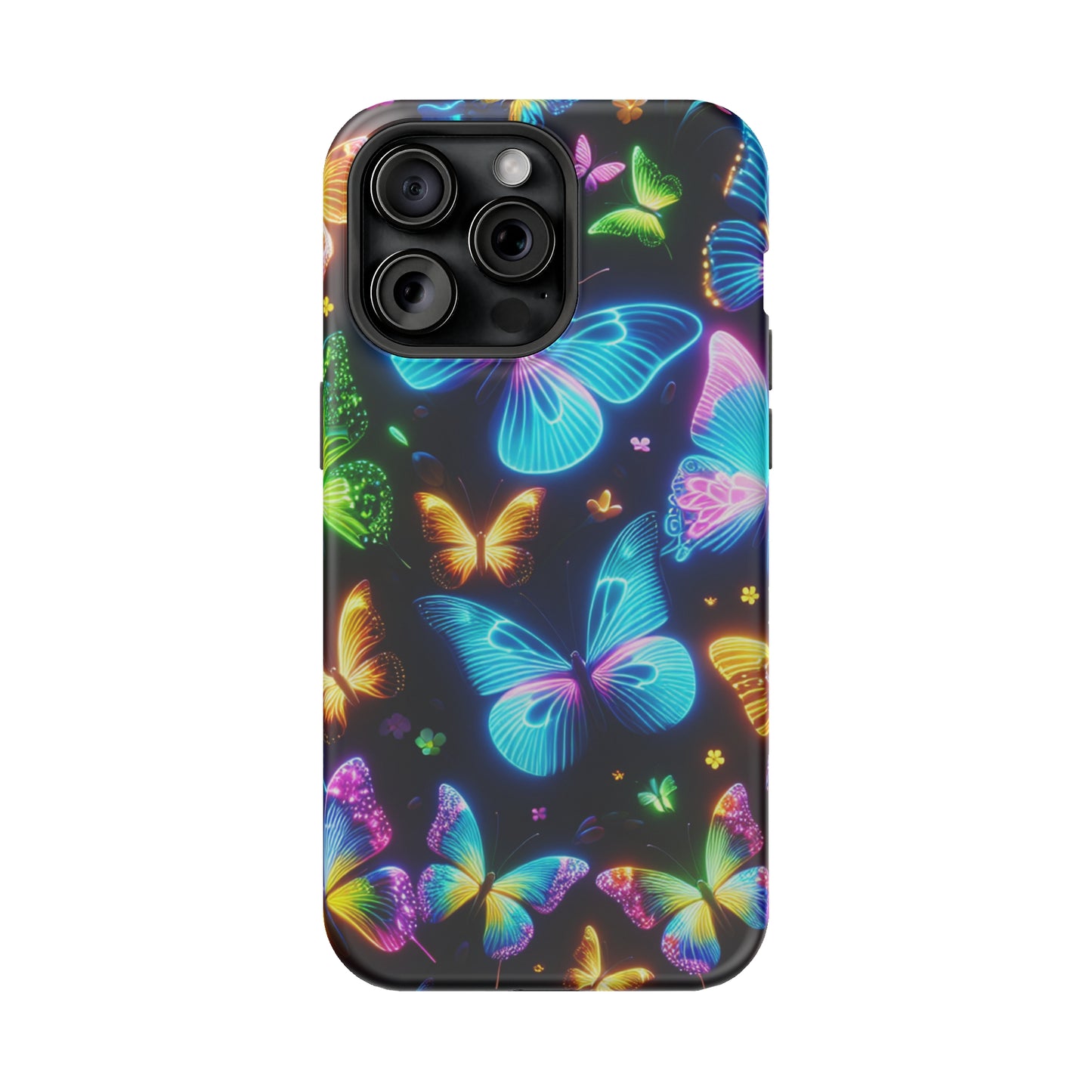 Luminous Butterfly Radiance Neon Butterflies Premium Art Magsafe Magnet Tough IPhone 13 14 15 Pro Plus Max and Mini in Matte and Glossy Phone cases