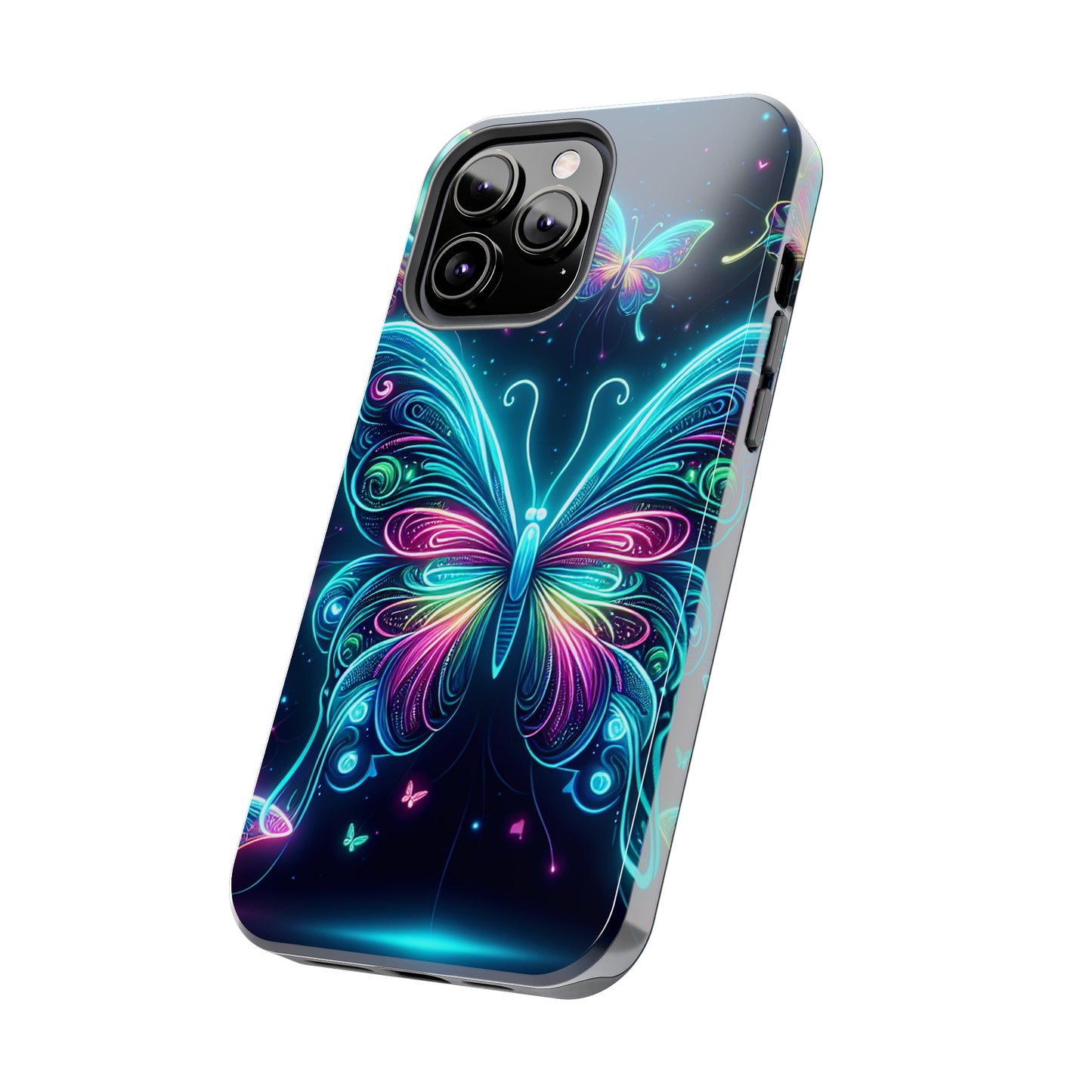 "Neon Butterfly Glo-Rama" NEON Butterflies Tough Phone Case Iphone 6 7 8 9 10 11 12 13 14 SE X XR XS Pro Max Mini Plus