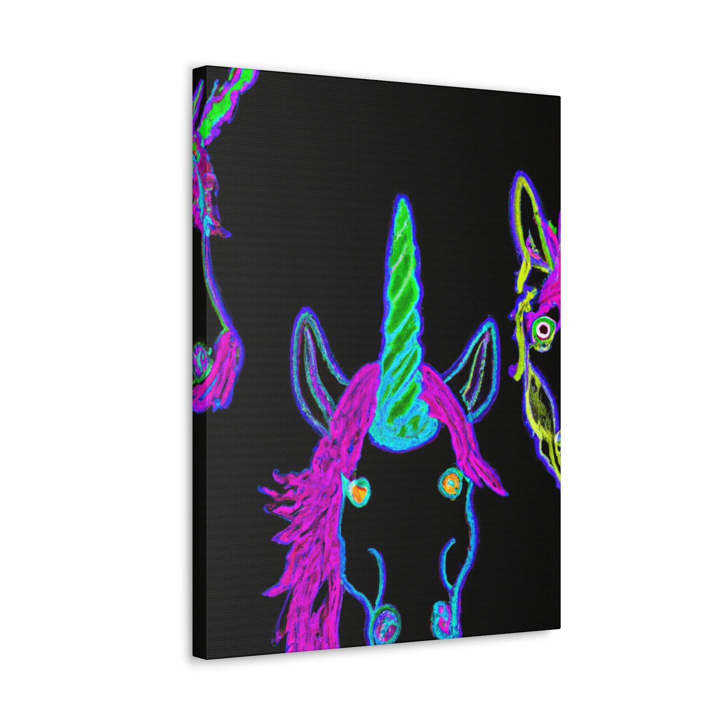 Vibrant Neon Magic. NEON Unicorns Art Canvas