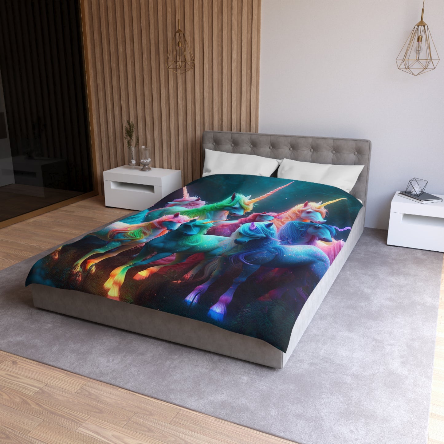Giovanni da Guido - NEON Unicorns Microfiber Duvet Cover