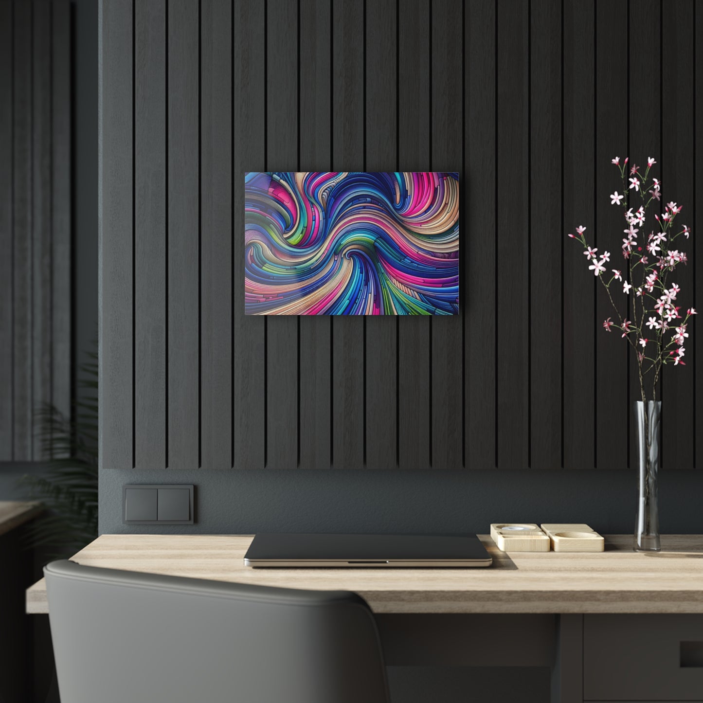 "Infinite Parallax of Neon Hues" Trippy infinity Pattern 1/4" Glossy Acrylic Art