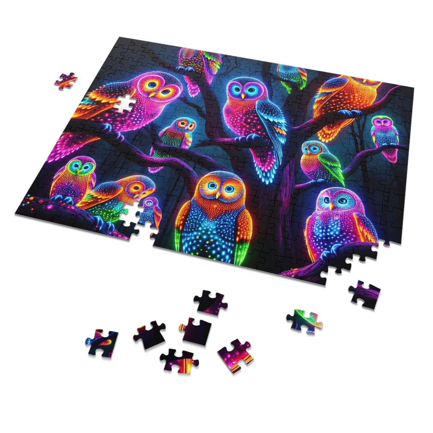 Neon Owlflock. - Neon Owls Puzzle
