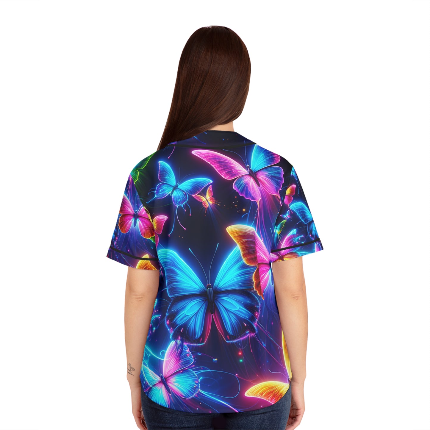 "Galaxy of Neon Butterflies" Neon Butterflies Womans Jersey