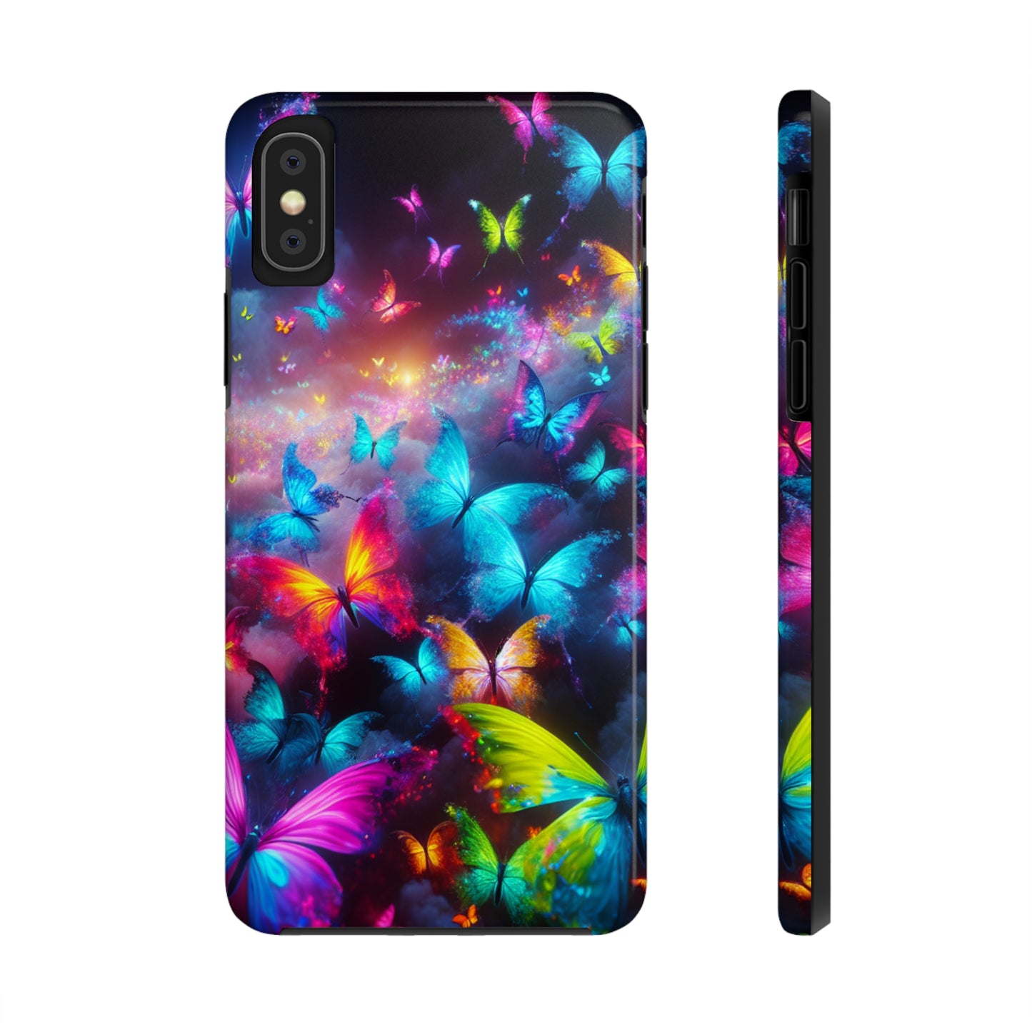 "Neon Flutterings" NEON Butterflies Tough Phone Case Iphone 7 8 9 10 11 12 13 14 SE X XR XS Pro Max Mini Plus