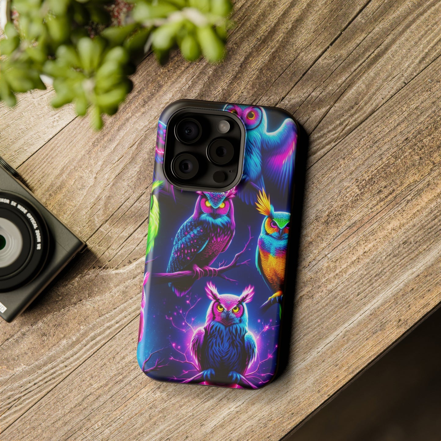 Neon Owlfection. Neon Owls Premium Art Magsafe Magnet Tough IPhone 13 14 15 Pro Plus Max and Mini in Matte and Glossy Phone cases