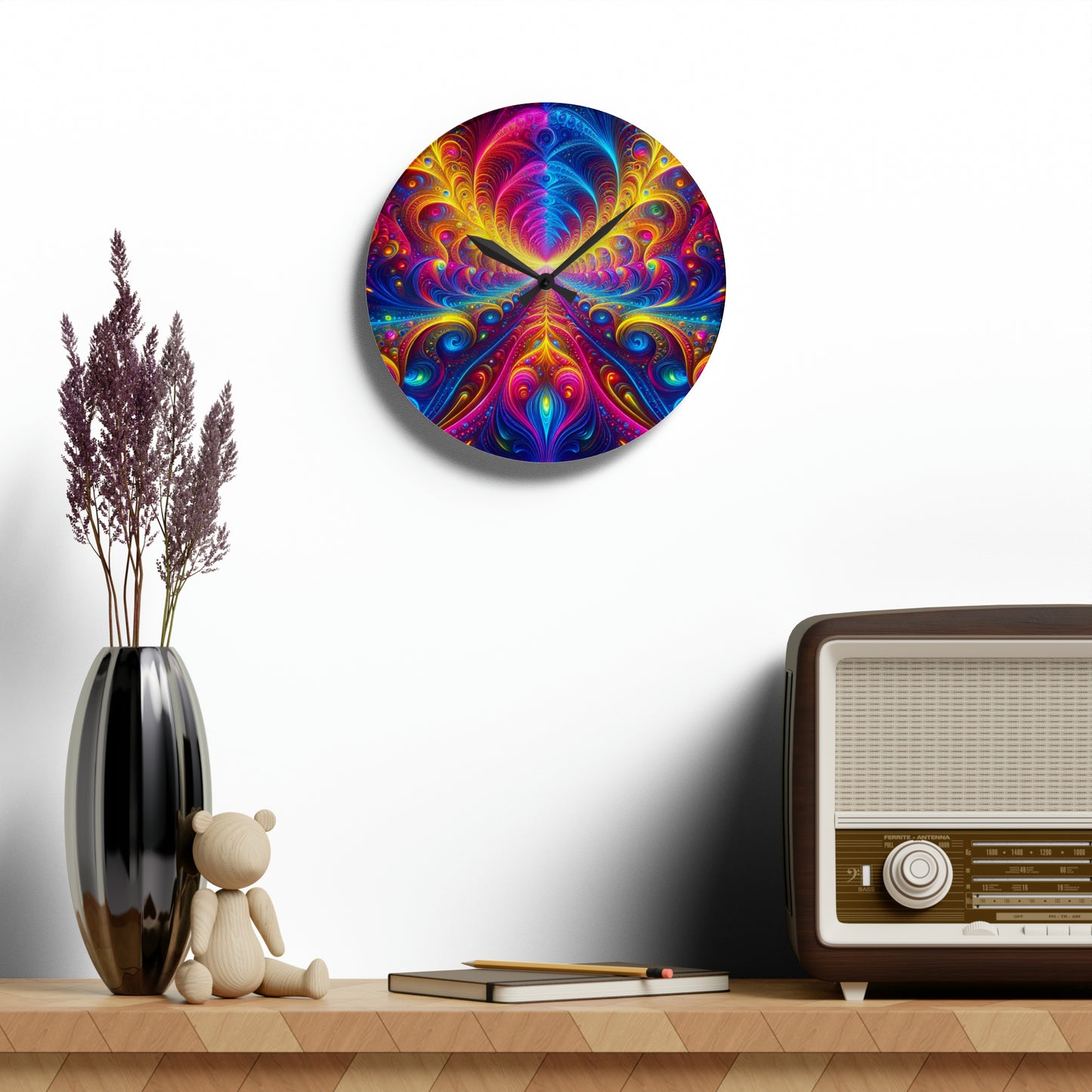 Vibin' Neon Infinity. Infinity Patterns Art Acrylic Clock