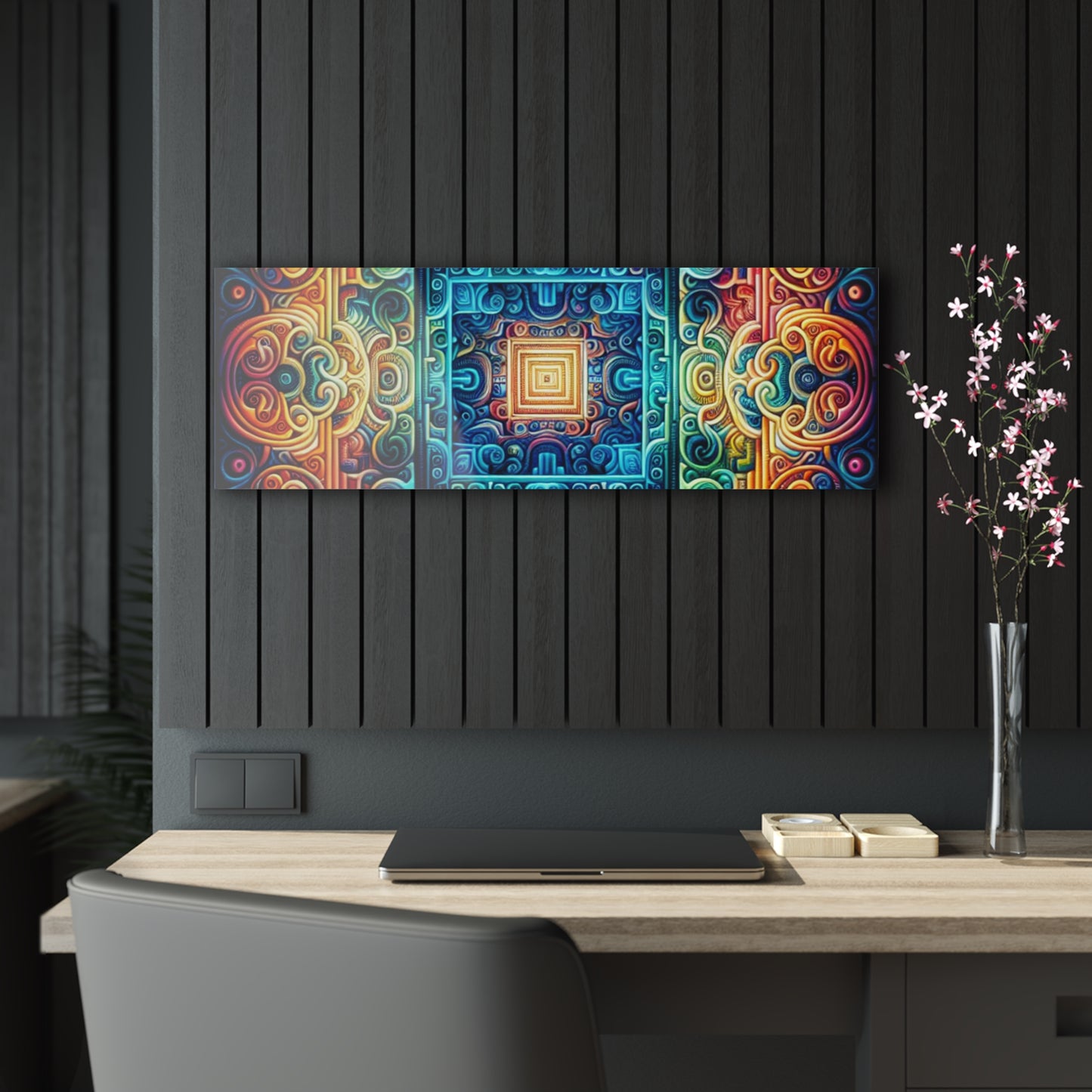 Neon Infinity Dreamscape. Trippy infity Pattern 1/4" Glossy Acrylic Art