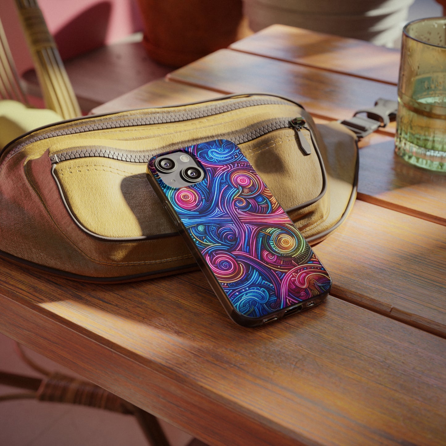 Vibrant Trippy Neon Infinity Ripples. Infinity Patterns Art Polycarbonate Phone Case Samsung Galaxy s21 s22 Google Pixel 6 Iphone 11 12 13 14 Pro Max Mini Plus