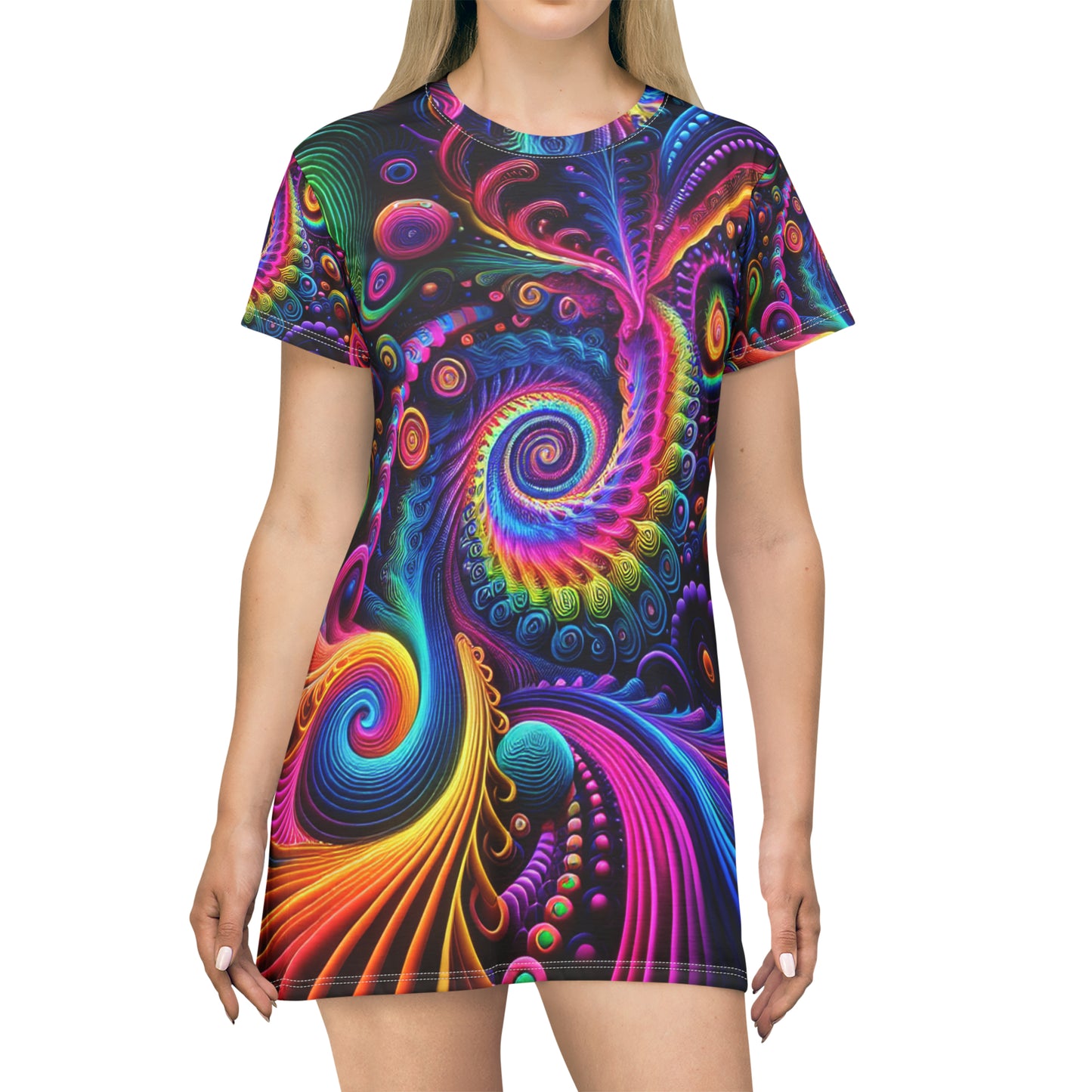 Vigorous Vortical Velvets. Infinity Patterns Womans T Shirt Dress