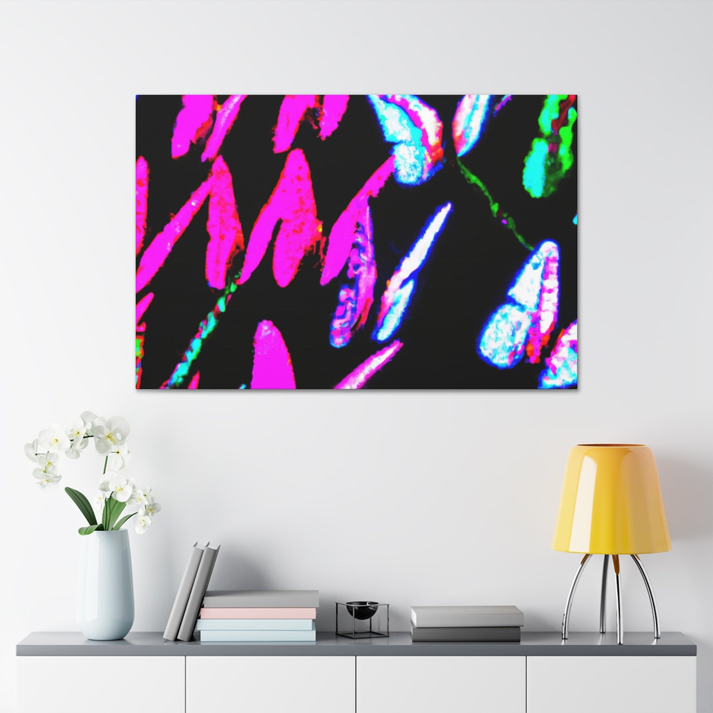 "Neon-Butterfly Prism" Neon Butterflies Art Canvas