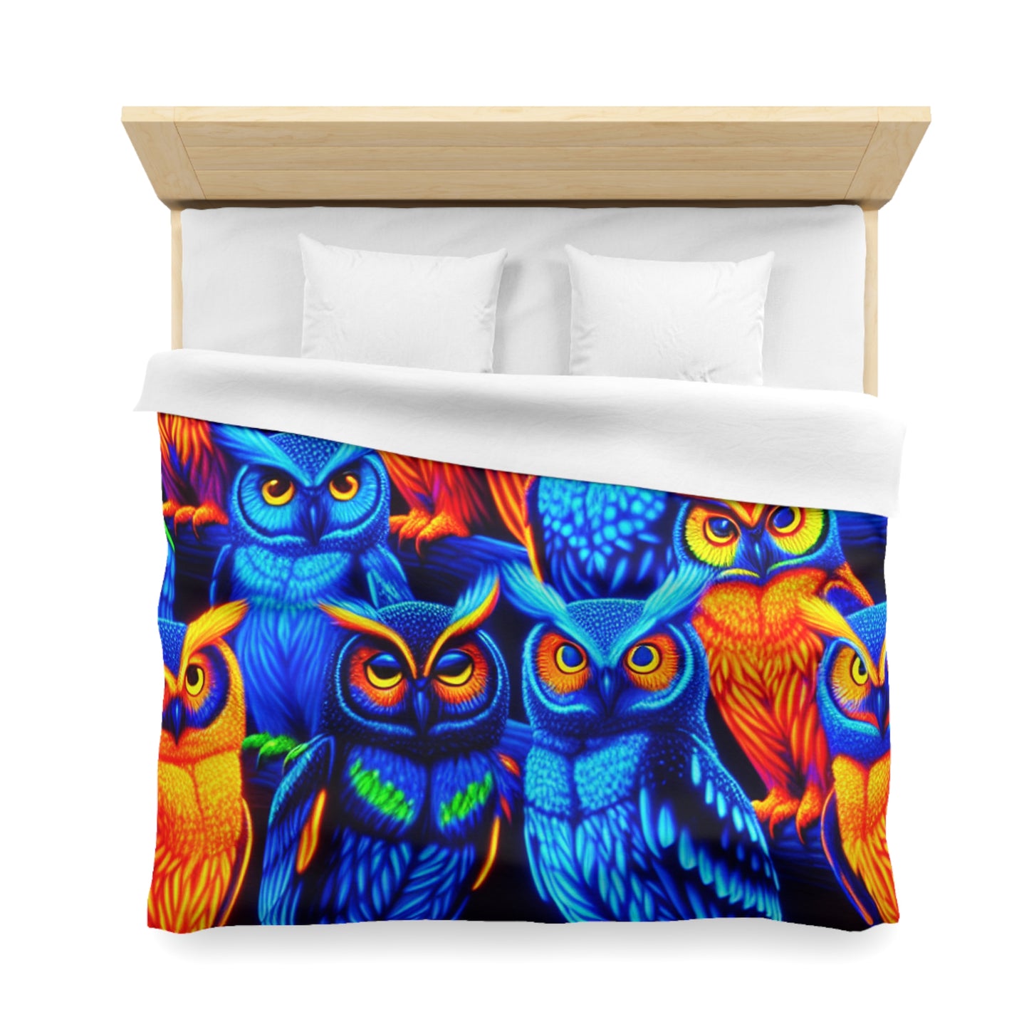 Salvador da Vinci - NEON Owls Microfiber Duvet Cover
