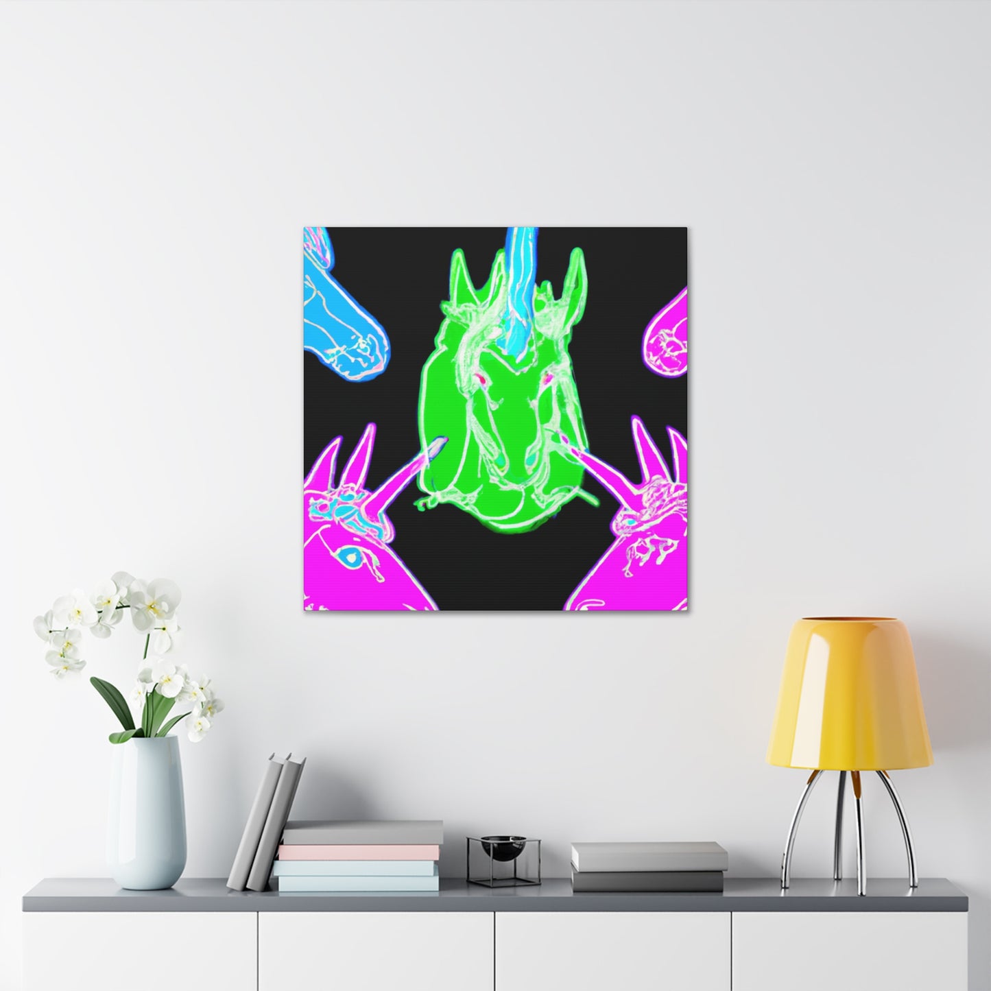 "Cosmic Mysticism" NEON Unicorns Art Canvas