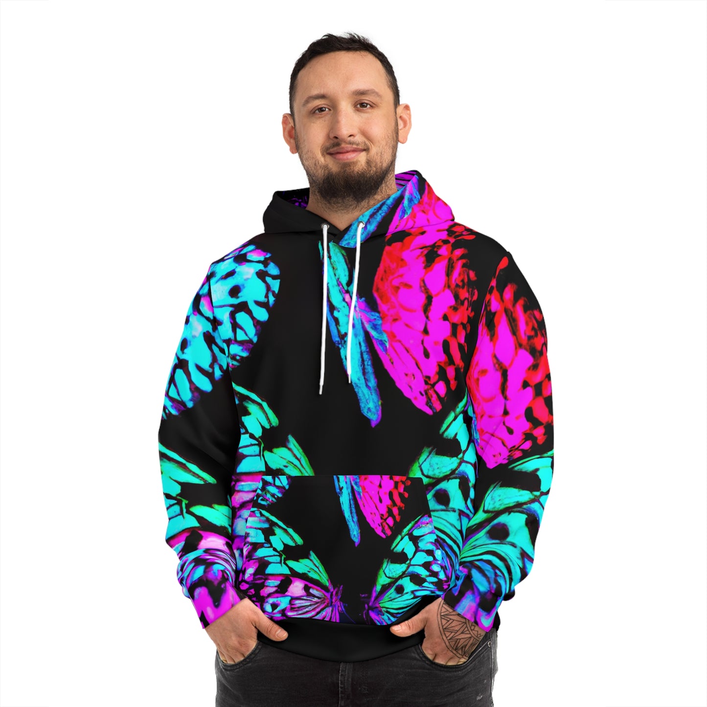 Neon Swirl Spectacle - Butterflies AOP Hoodie