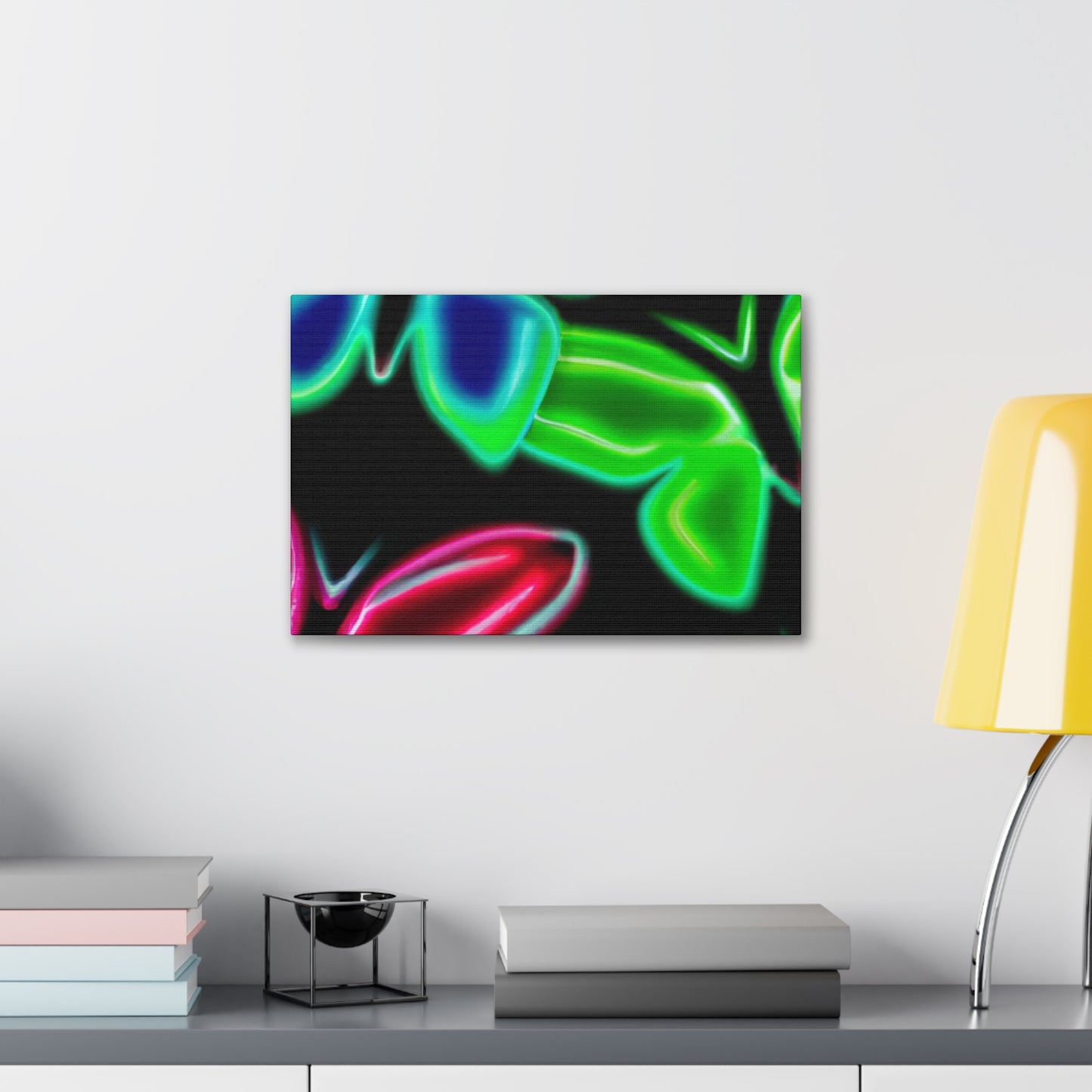 Neon Butterflies Cascade. Neon Butterflies Art Canvas