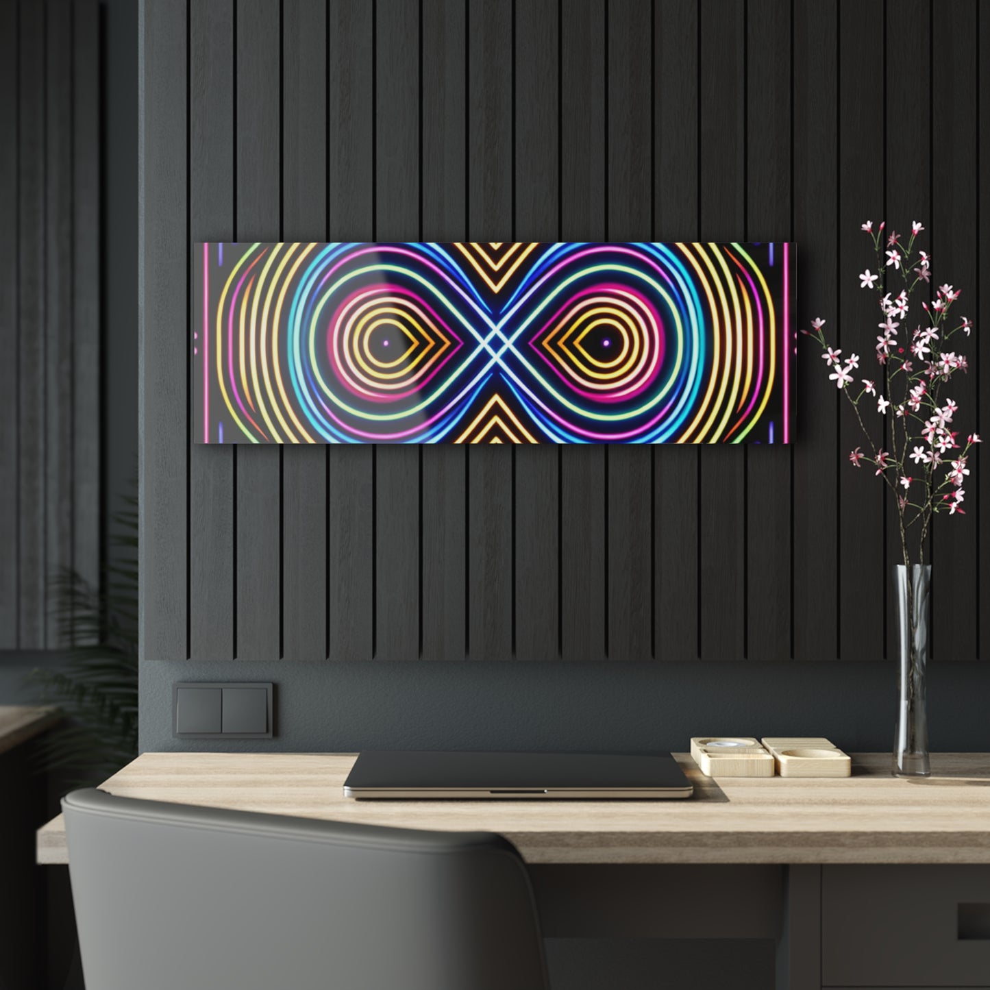 Neon Infinity Fantasia. Trippy infity Pattern 1/4" Glossy Acrylic Art