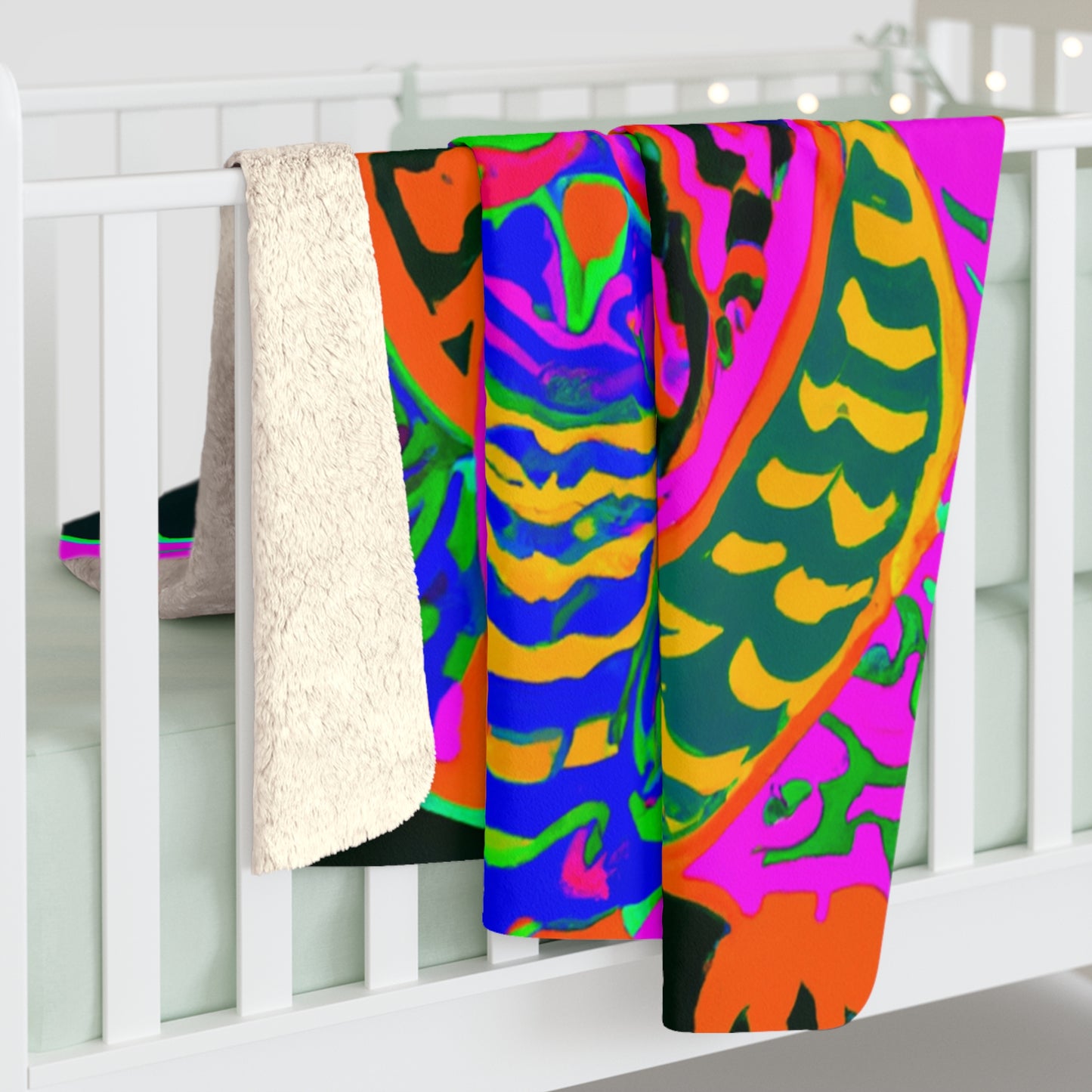 "Neon Nocturnal Night" - NEON Owls Art Sherpa Blanket