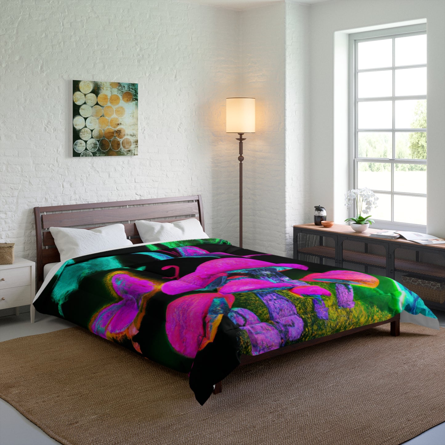 Neonescence. Butterflies & Mushrooms Comforter Blanket
