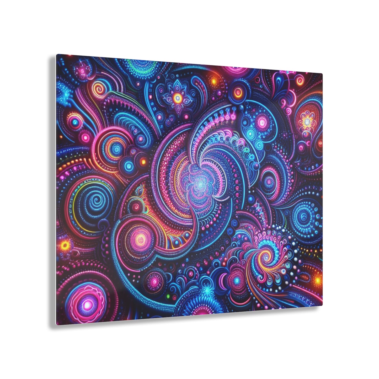 Hypno-Neon Vortex. Trippy infity Pattern 1/4" Glossy Acrylic Art