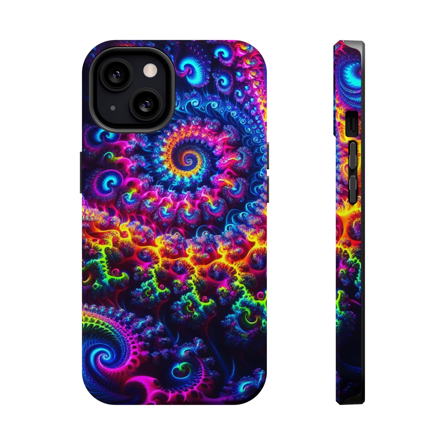 Twilight Infinyscape Neon Trippy Infinity Patterns Premium Art Magsafe Magnet Tough IPhone 13 14 15 Pro Plus Max and Mini in Matte and Glossy Phone cases