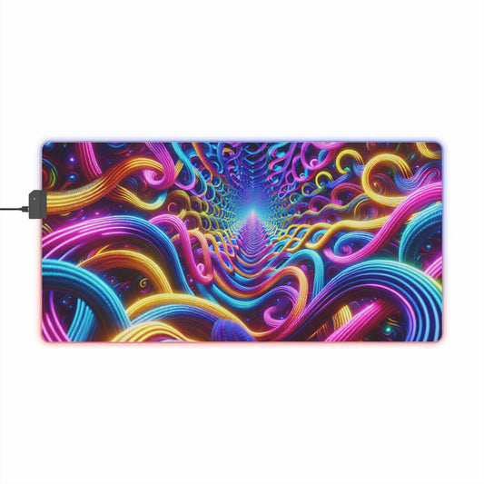 Vivid Technicolor Dreamscape. NEON Infinity Patterns Art LED Mousepad