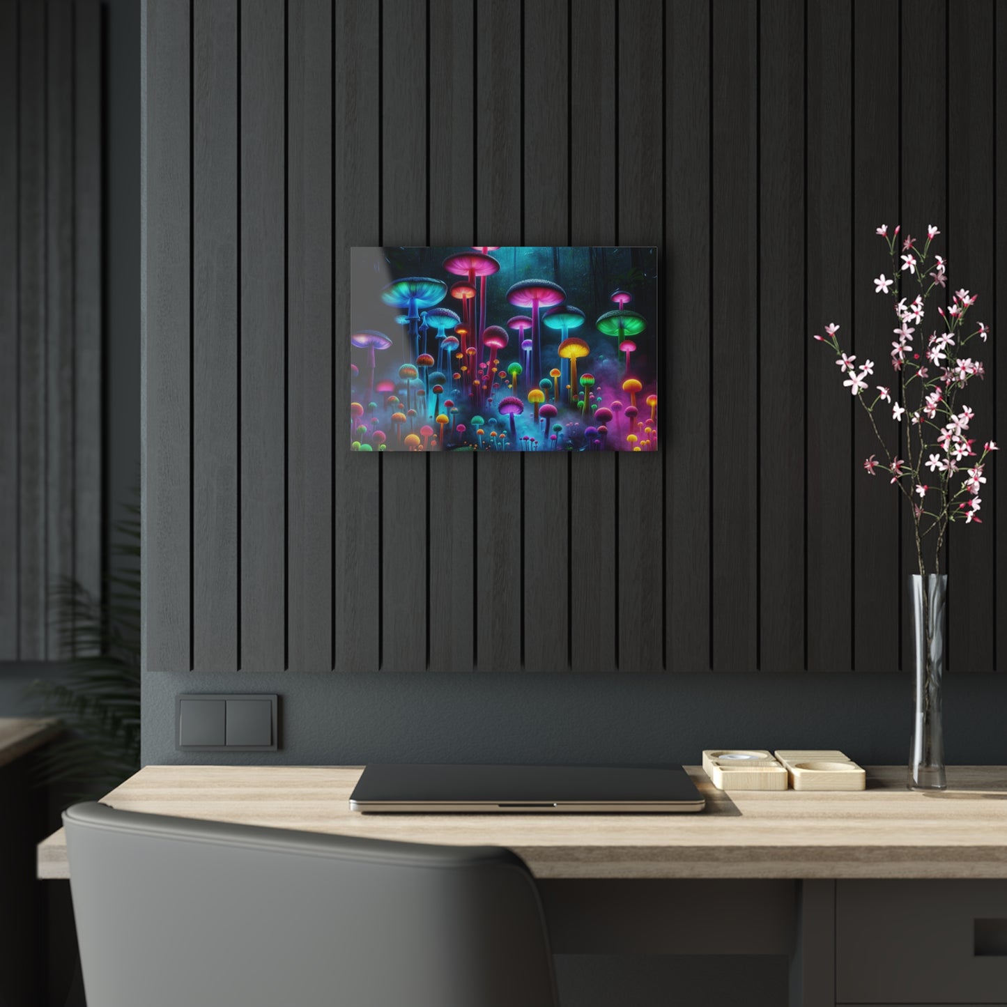 Neon Fungal Fusion. Mushrooms 1/4" Glossy Acrylic Art